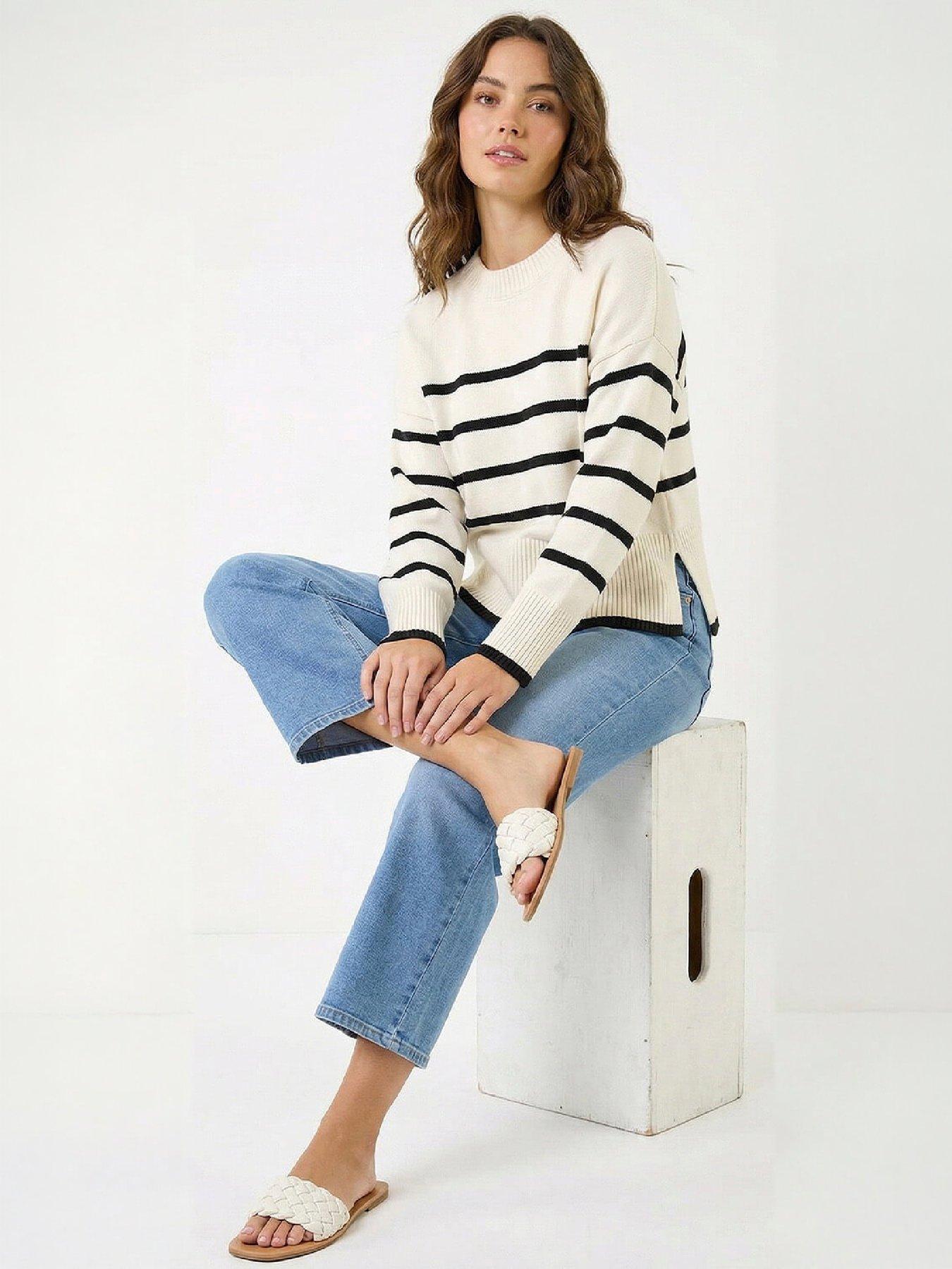 Image 3 of 4 of Roman Womens Stripe Round Neck Long Sleeve Jumper - Cream