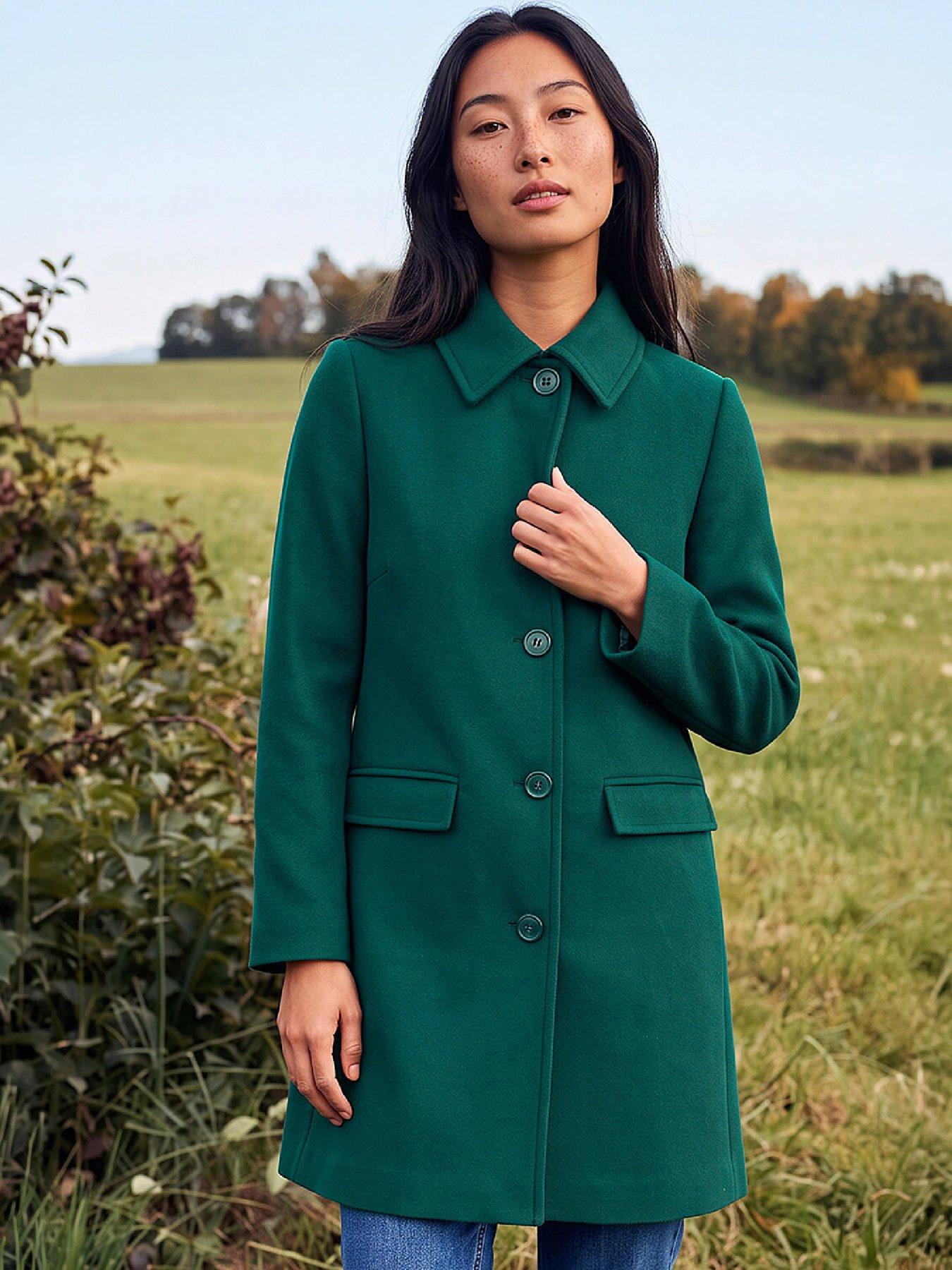 Image 1 of 3 of Roman Roman Womens Petite Button Front Coat - Green
