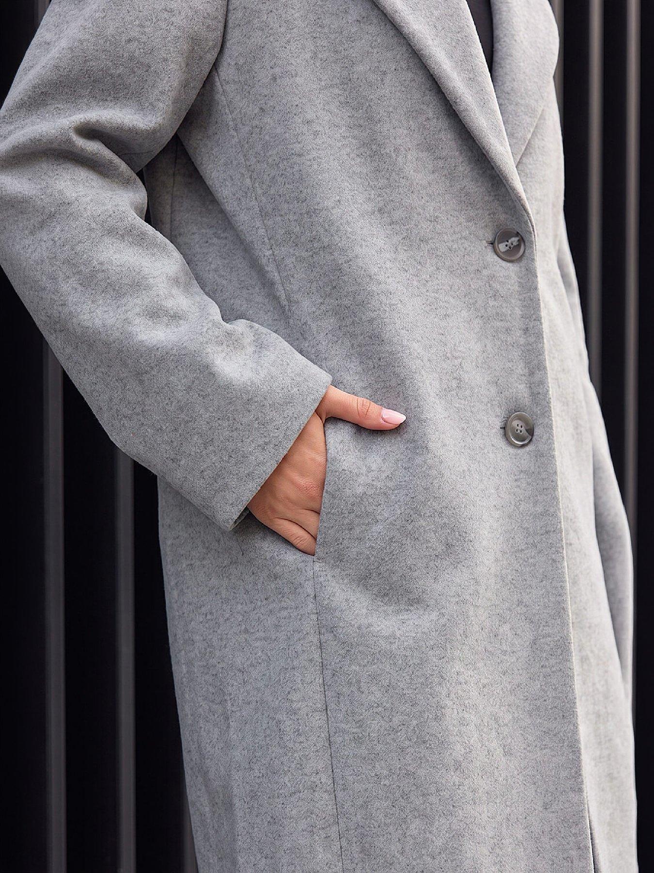 Image 2 of 4 of Roman Womens Single Breasted Fully Lined Longline Coat - Grey