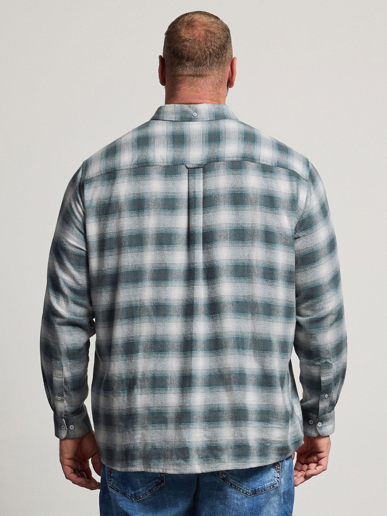 Image 2 of 4 of BadRhino Mens Brushed Check Long Sleeve Shirt - Blue