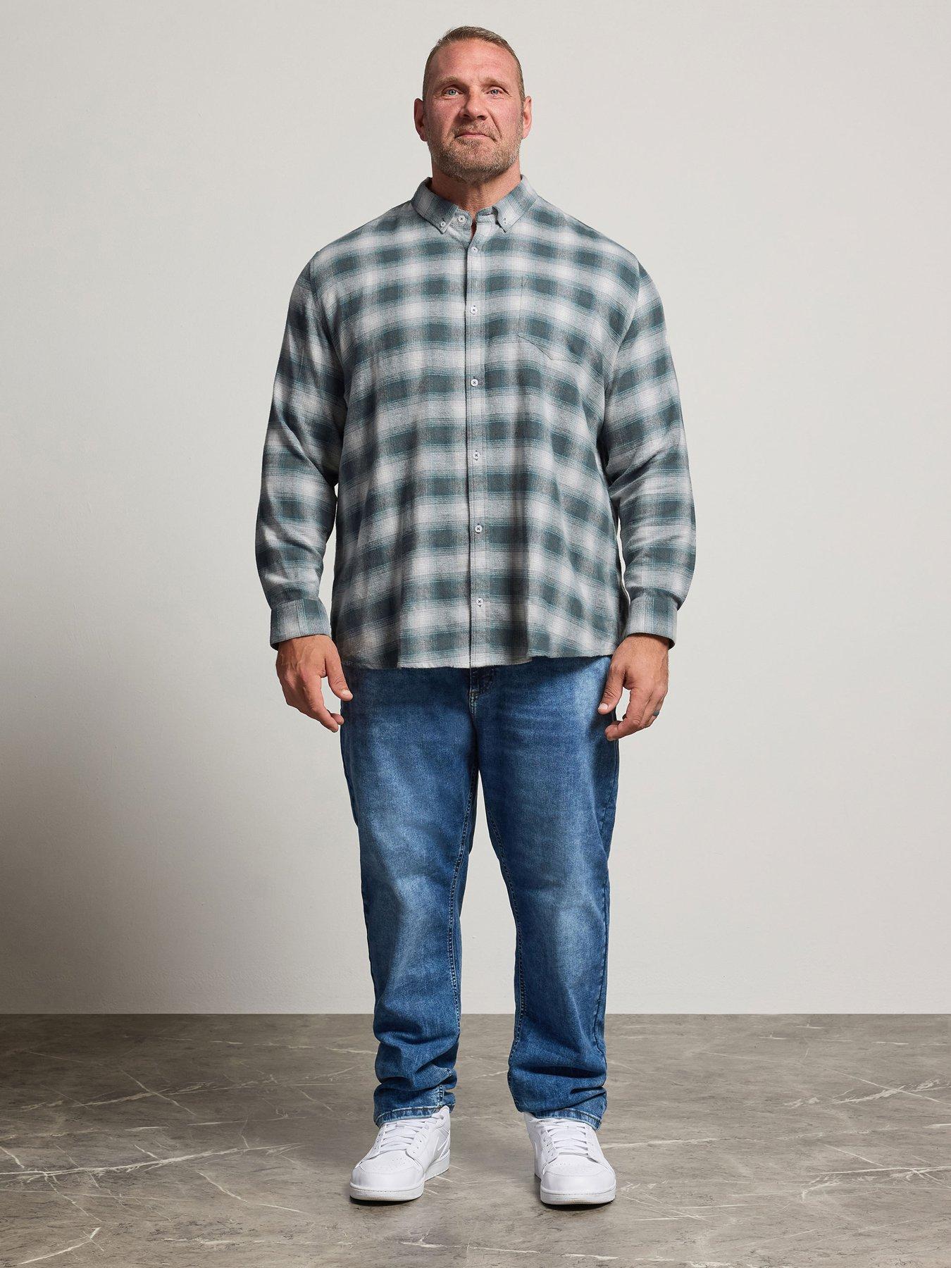 Image 3 of 4 of BadRhino Mens Brushed Check Long Sleeve Shirt - Blue