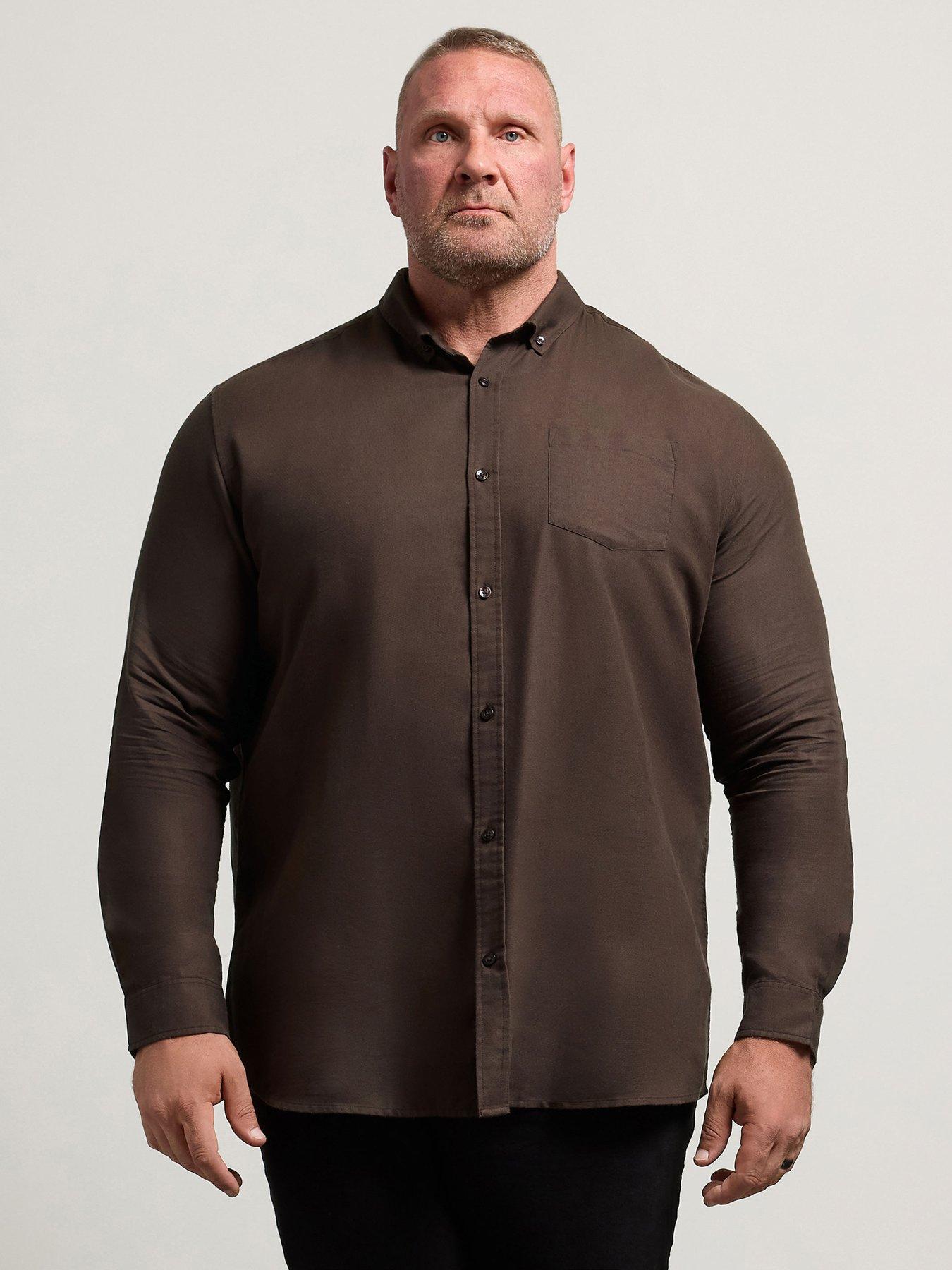 Image 1 of 4 of BadRhino Mens Big &amp; Tall Long Sleeve Oxford Shirt - Brown