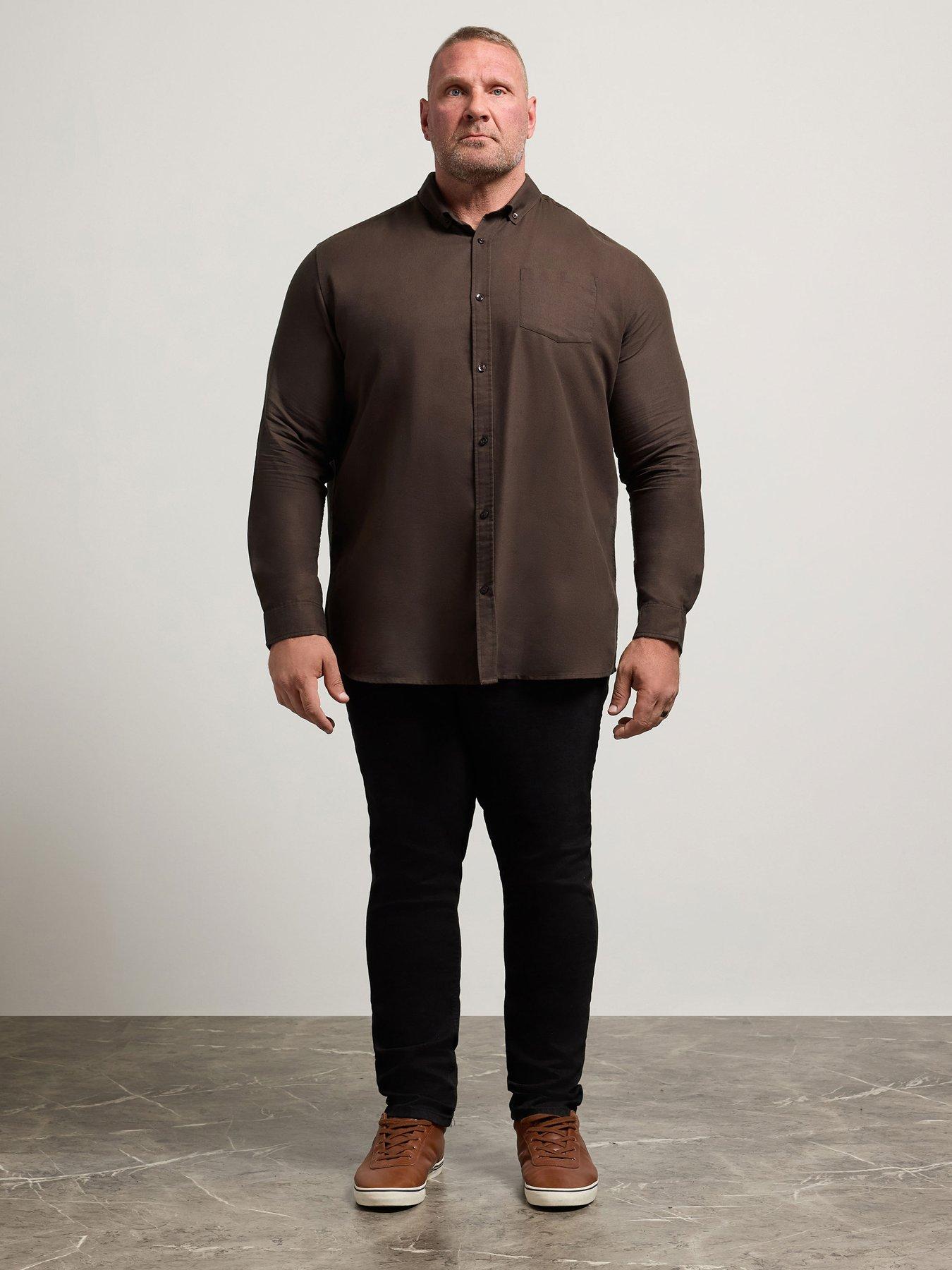 Image 3 of 4 of BadRhino Mens Big &amp; Tall Long Sleeve Oxford Shirt - Brown