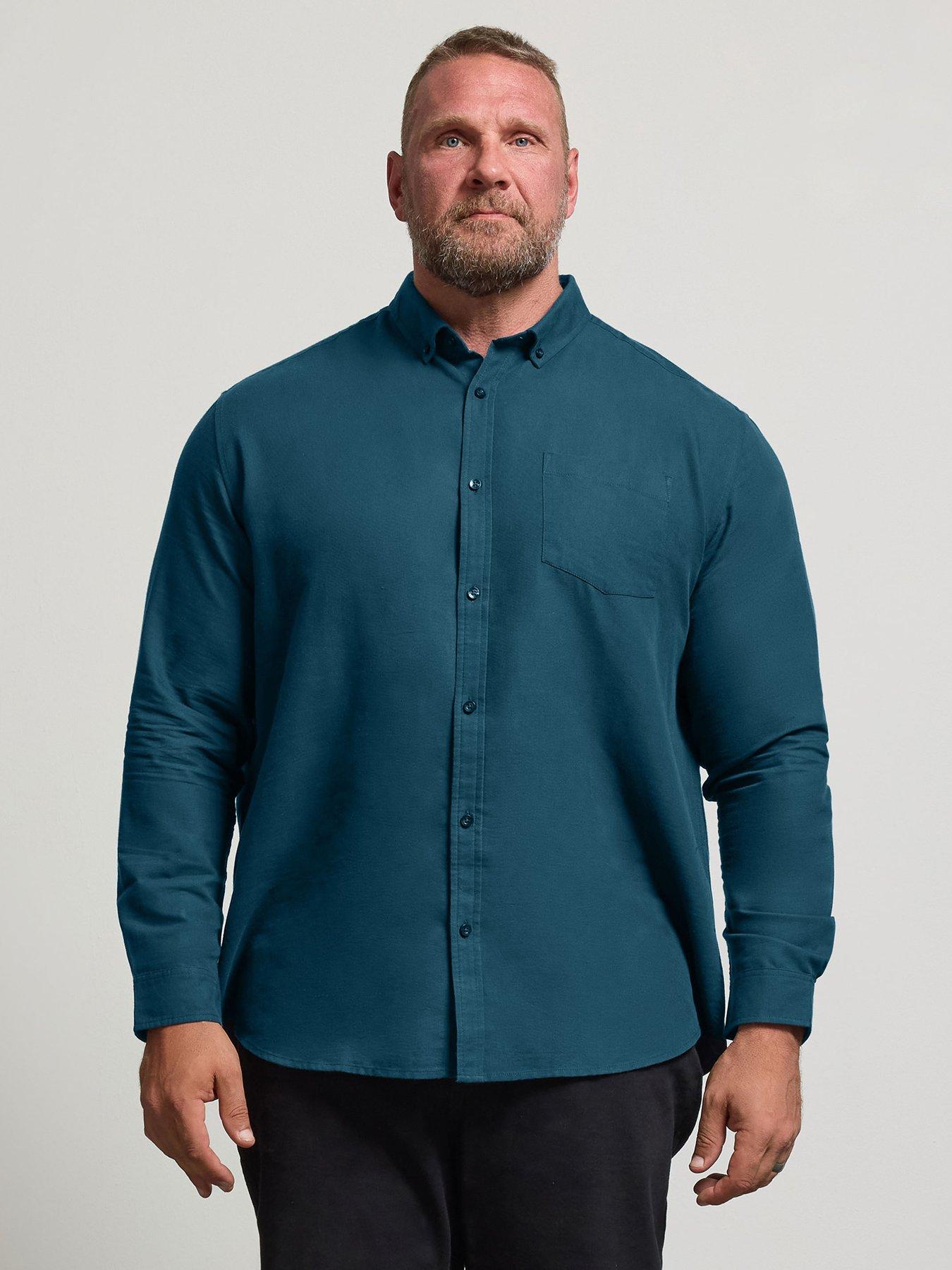 Image 1 of 4 of BadRhino Mens Cotton-Rich Button-Down Oxford Shirt - Blue
