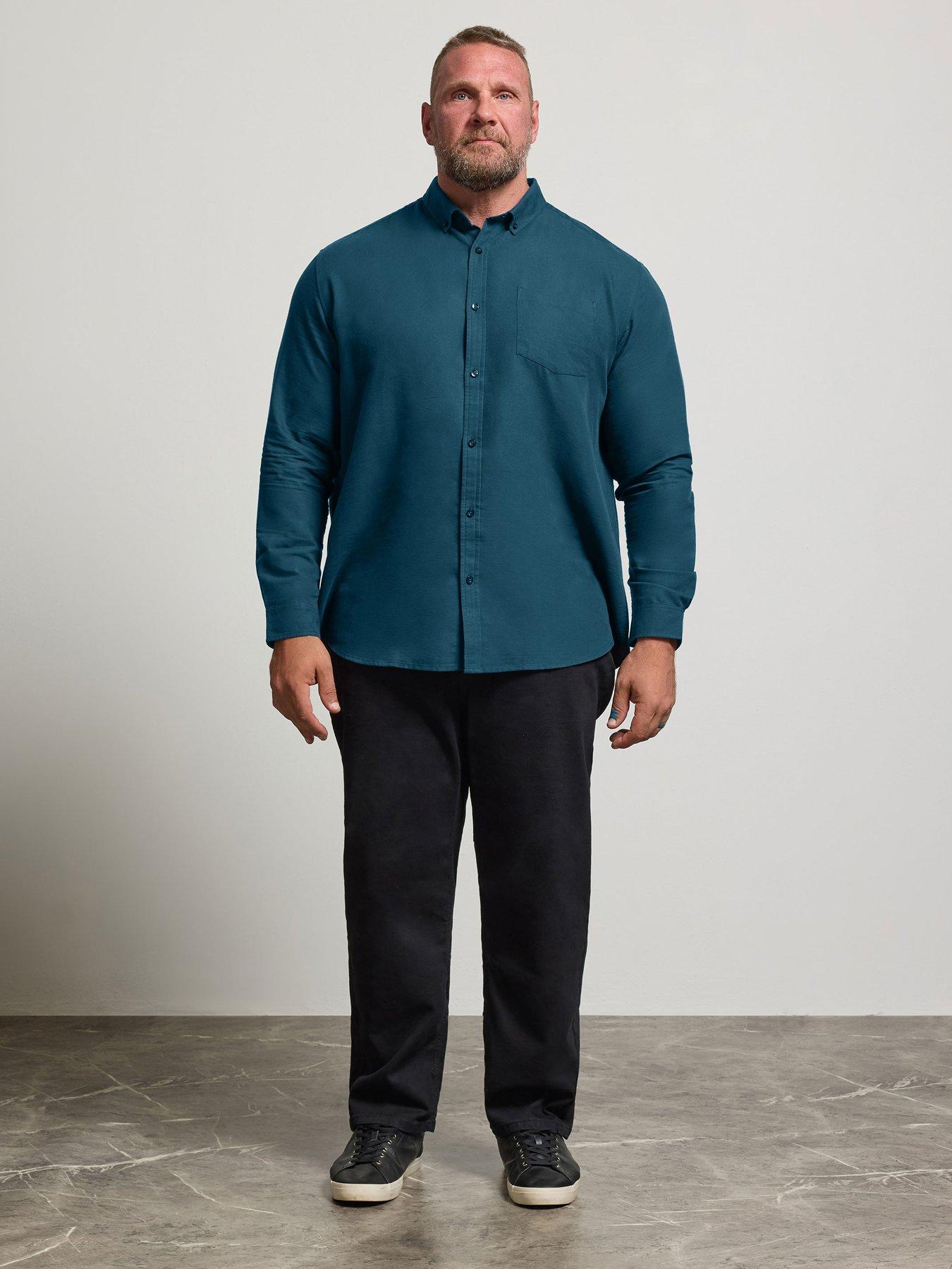 Image 3 of 4 of BadRhino Mens Cotton-Rich Button-Down Oxford Shirt - Blue
