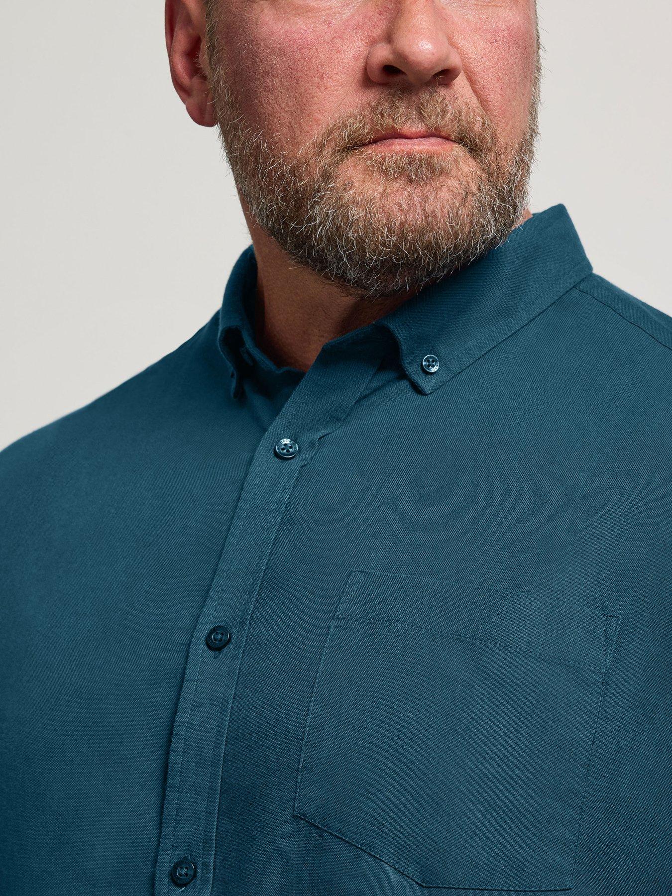 Image 4 of 4 of BadRhino Mens Cotton-Rich Button-Down Oxford Shirt - Blue