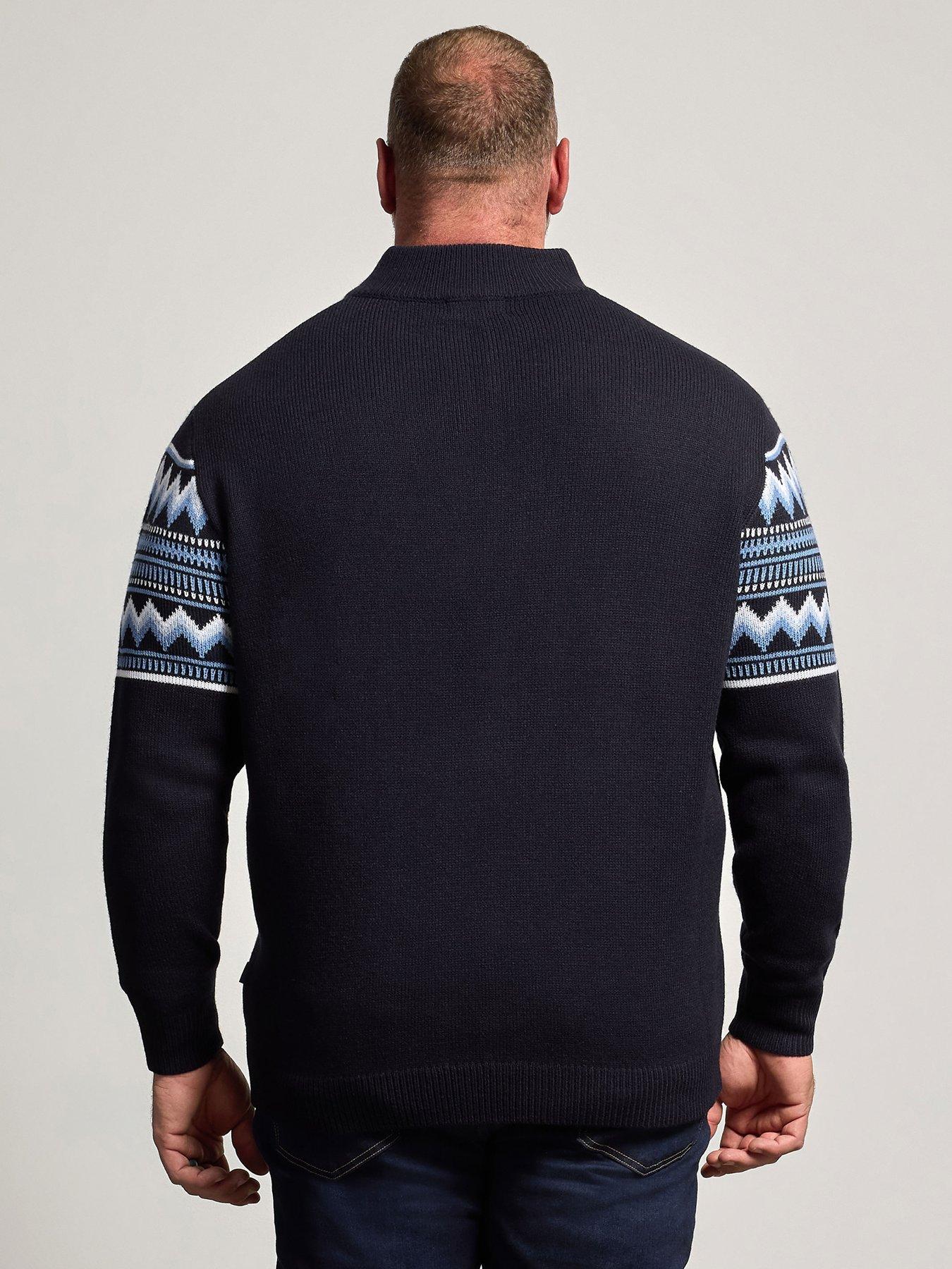 Image 2 of 4 of BadRhino Mens Fairisle Half Zip Knitted Jumper - Blue