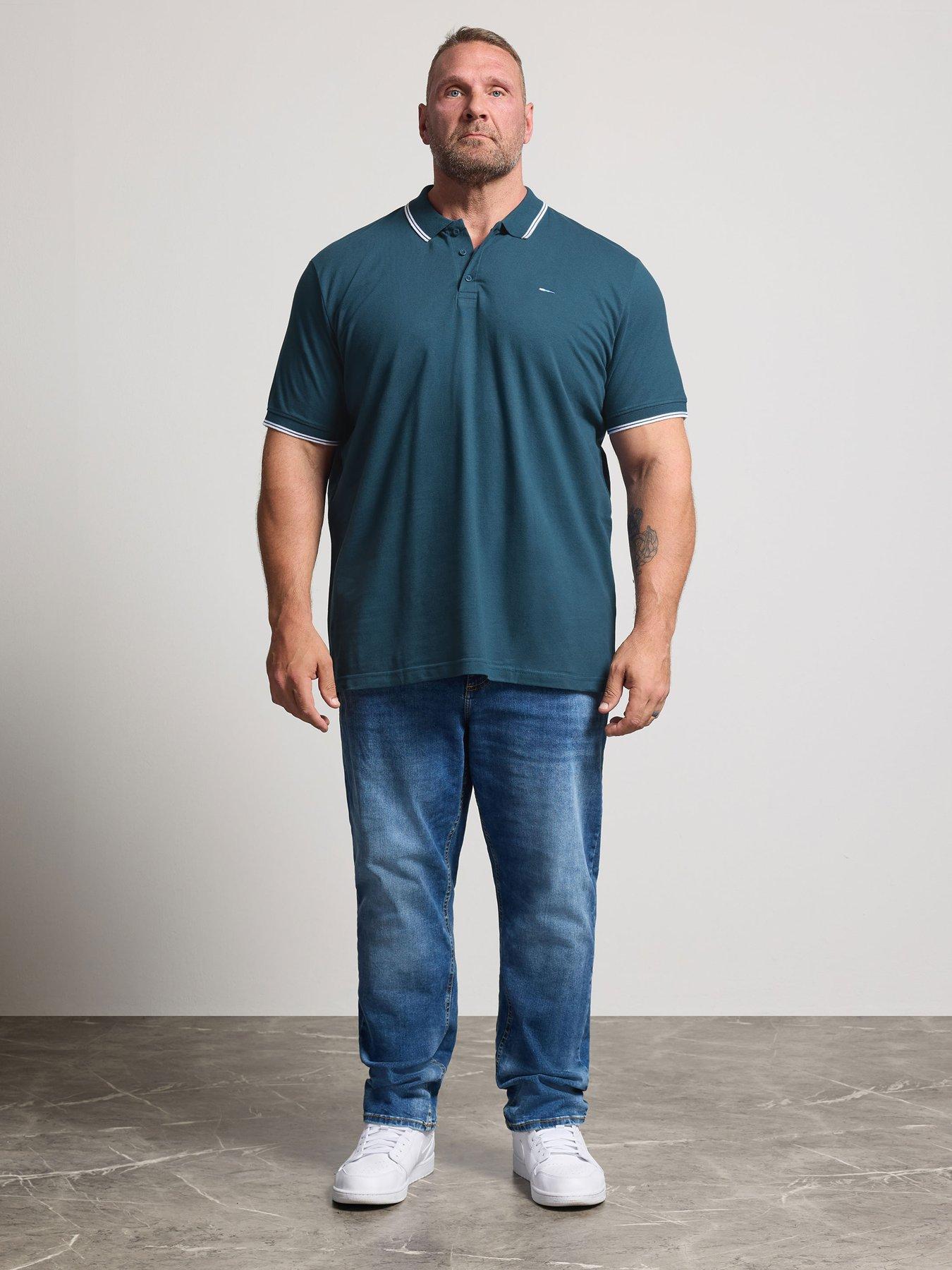 Image 3 of 4 of BadRhino Mens 3 Pack Tipped Cotton Polo Shirts - Green