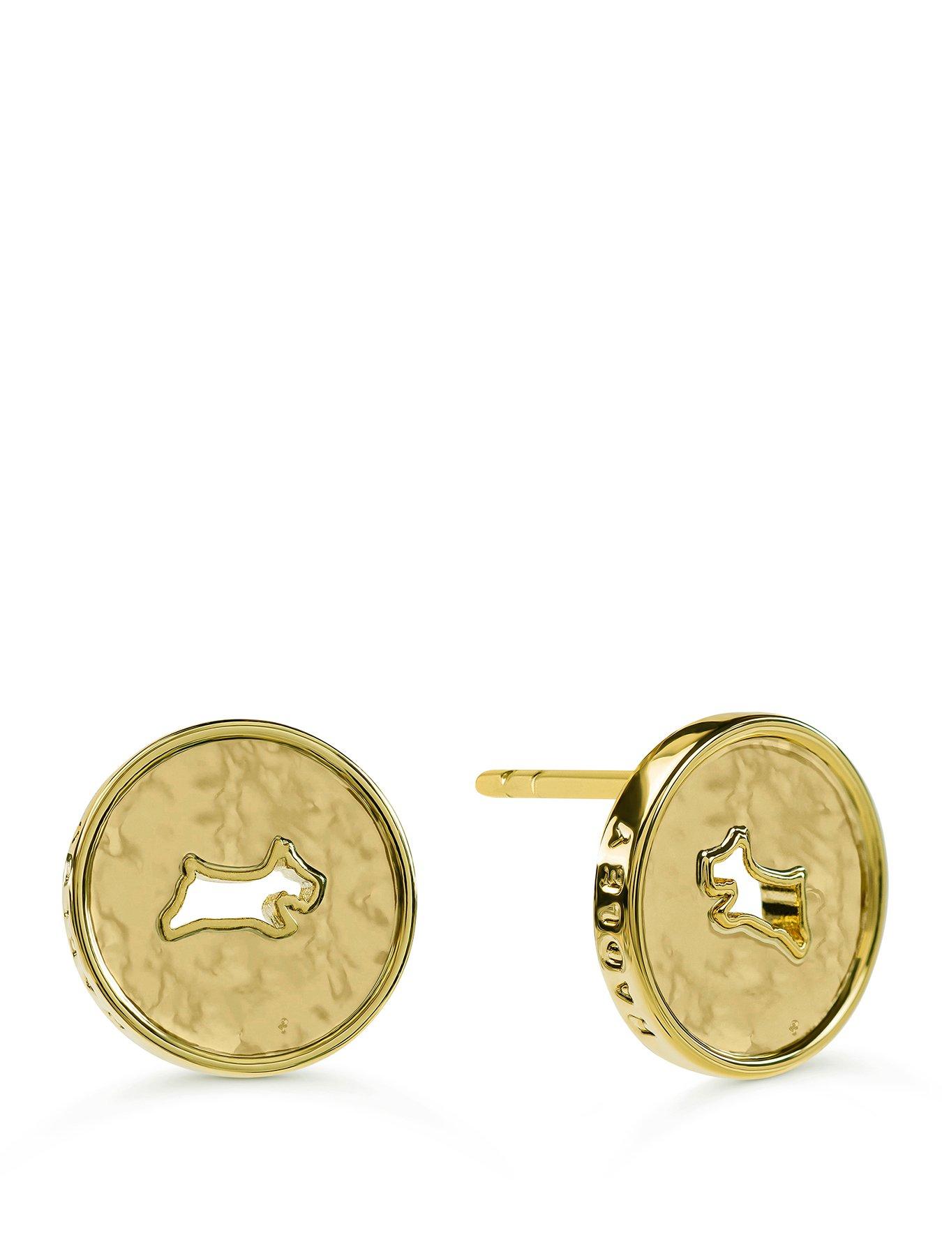 Radley 18ct Gold Plated Dog Cut Out Studded Earrings