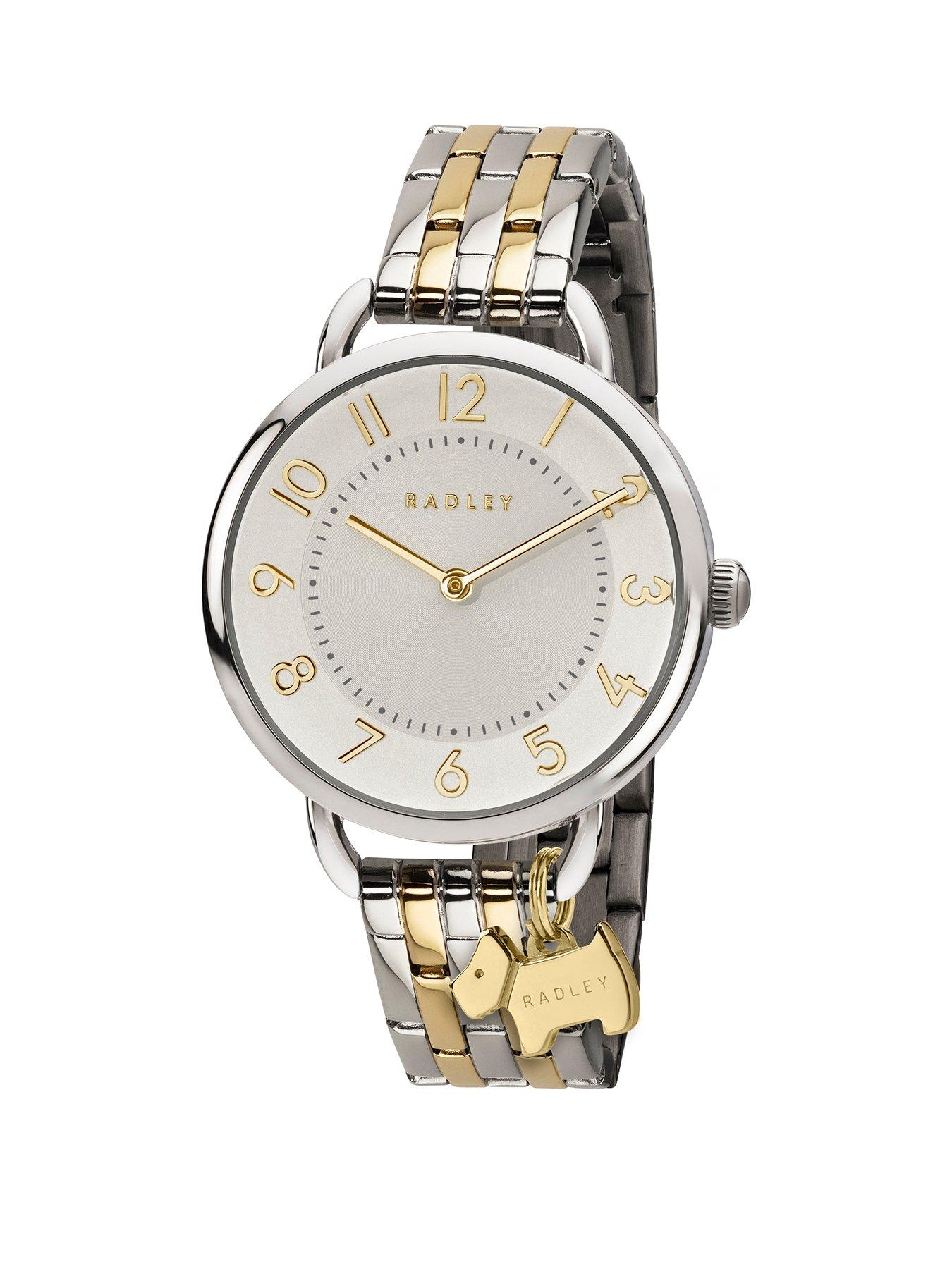 Radley Ladies Silver & Gold Plated Open Shoulder Stainless Steel Bracelet Watch With Charm