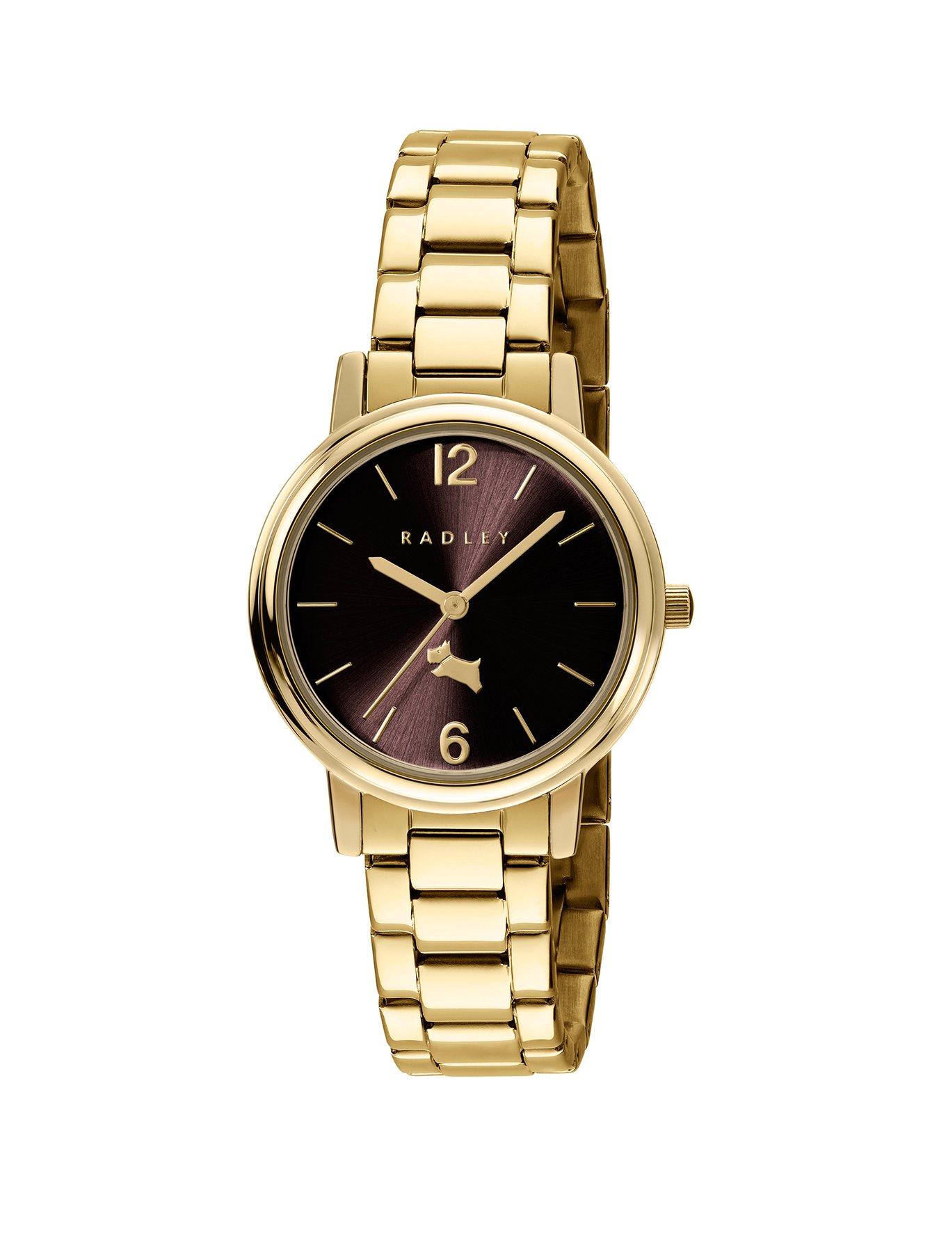 Radley Ladies Tokyo Gold Plated Dark Oak Dial Stainless Steel Bracelet Watch
