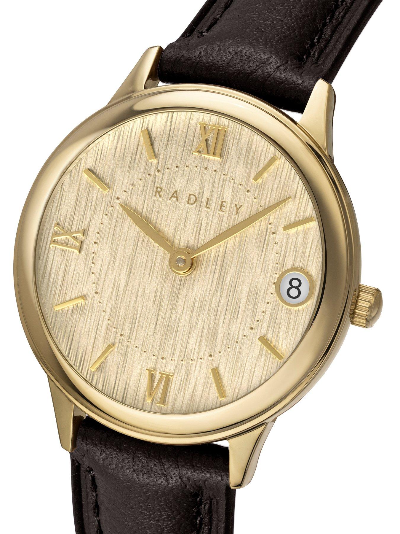 Image 2 of 4 of Radley Radley Ladies Gold Plated Round Black Leather Strap Watch