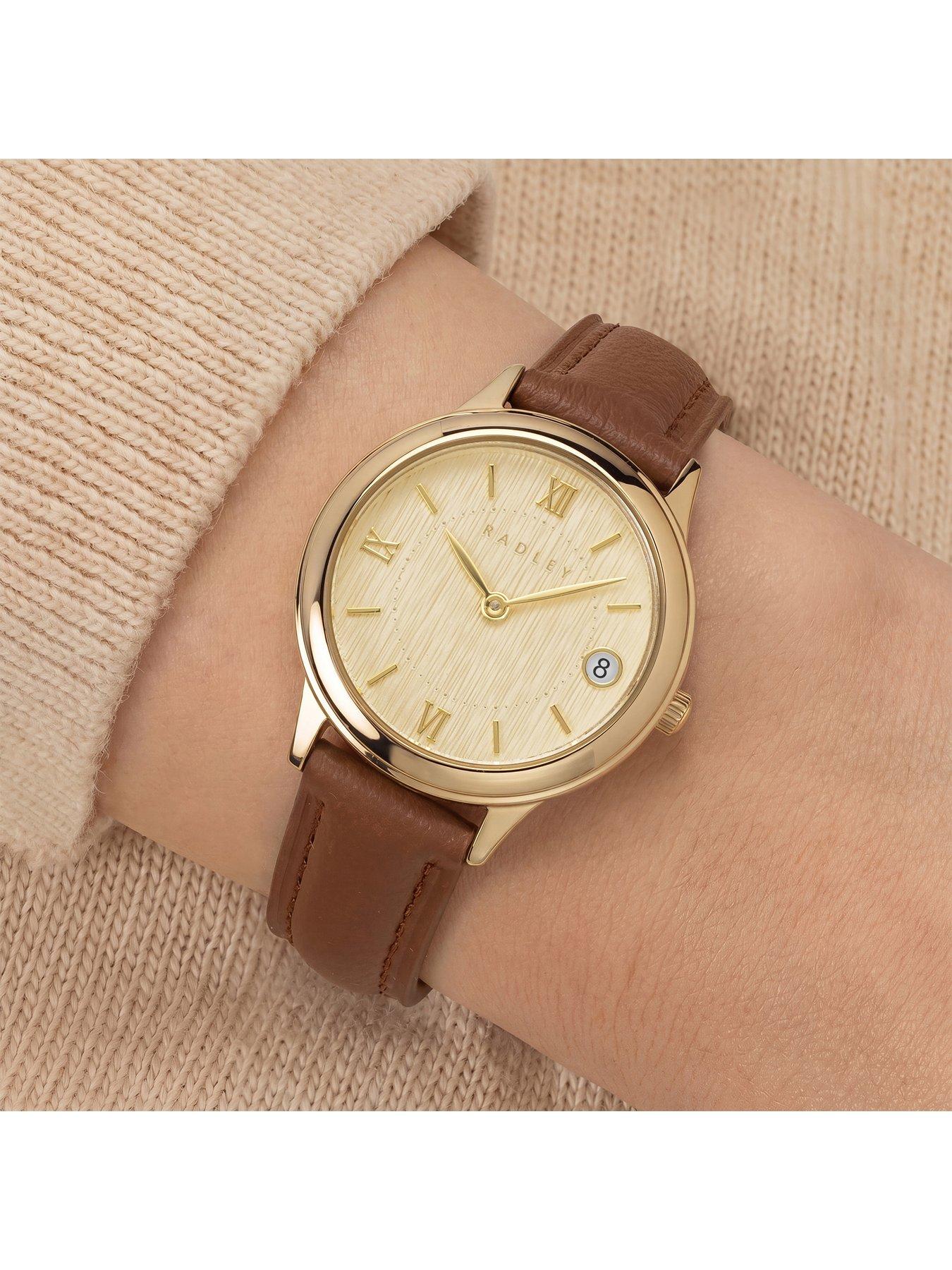 Image 3 of 4 of Radley Radley Ladies Gold Plated Round Cognac Leather Strap Watch