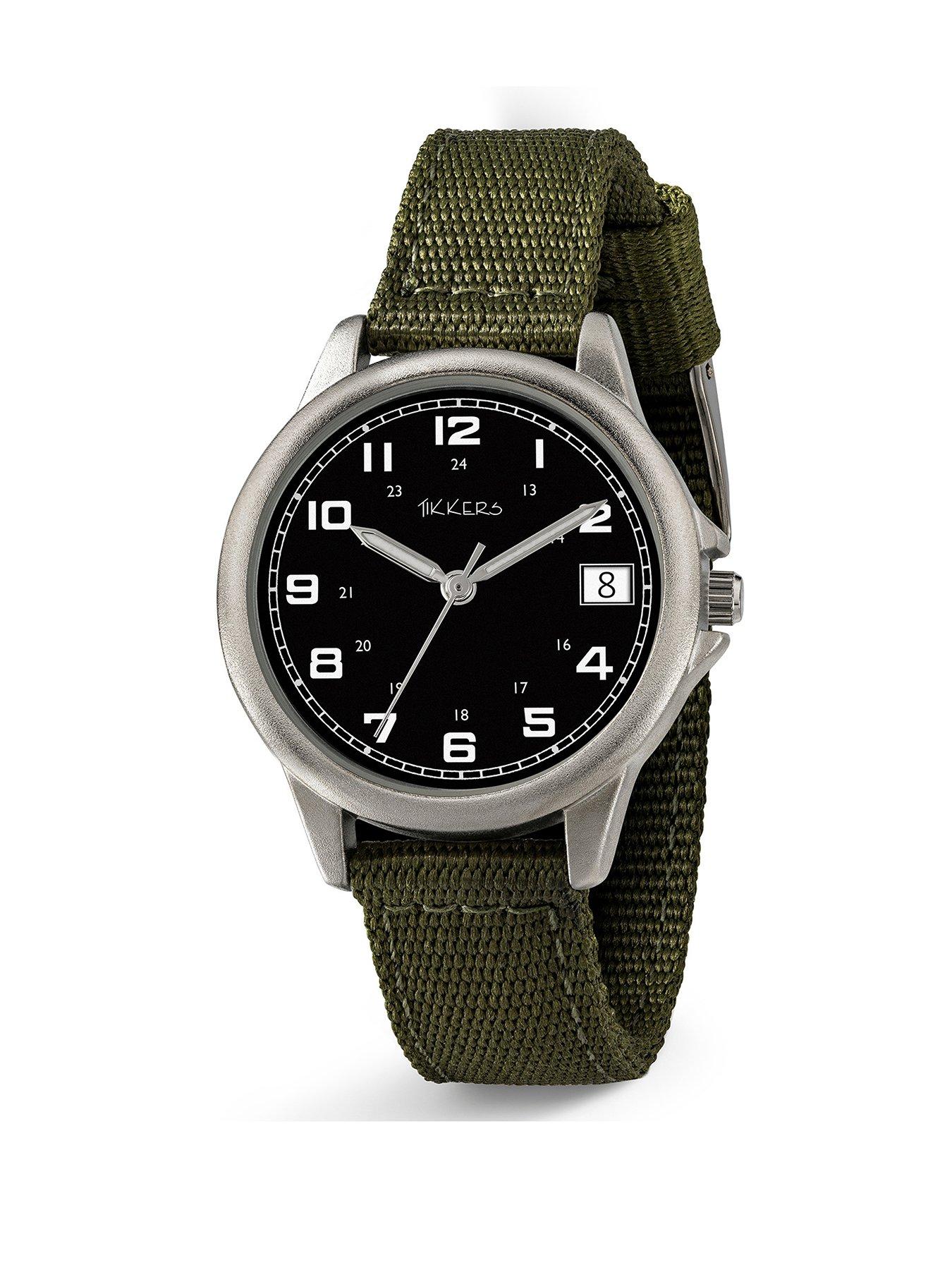 Tikkers Tikkers Green Canvas Strap Watch
