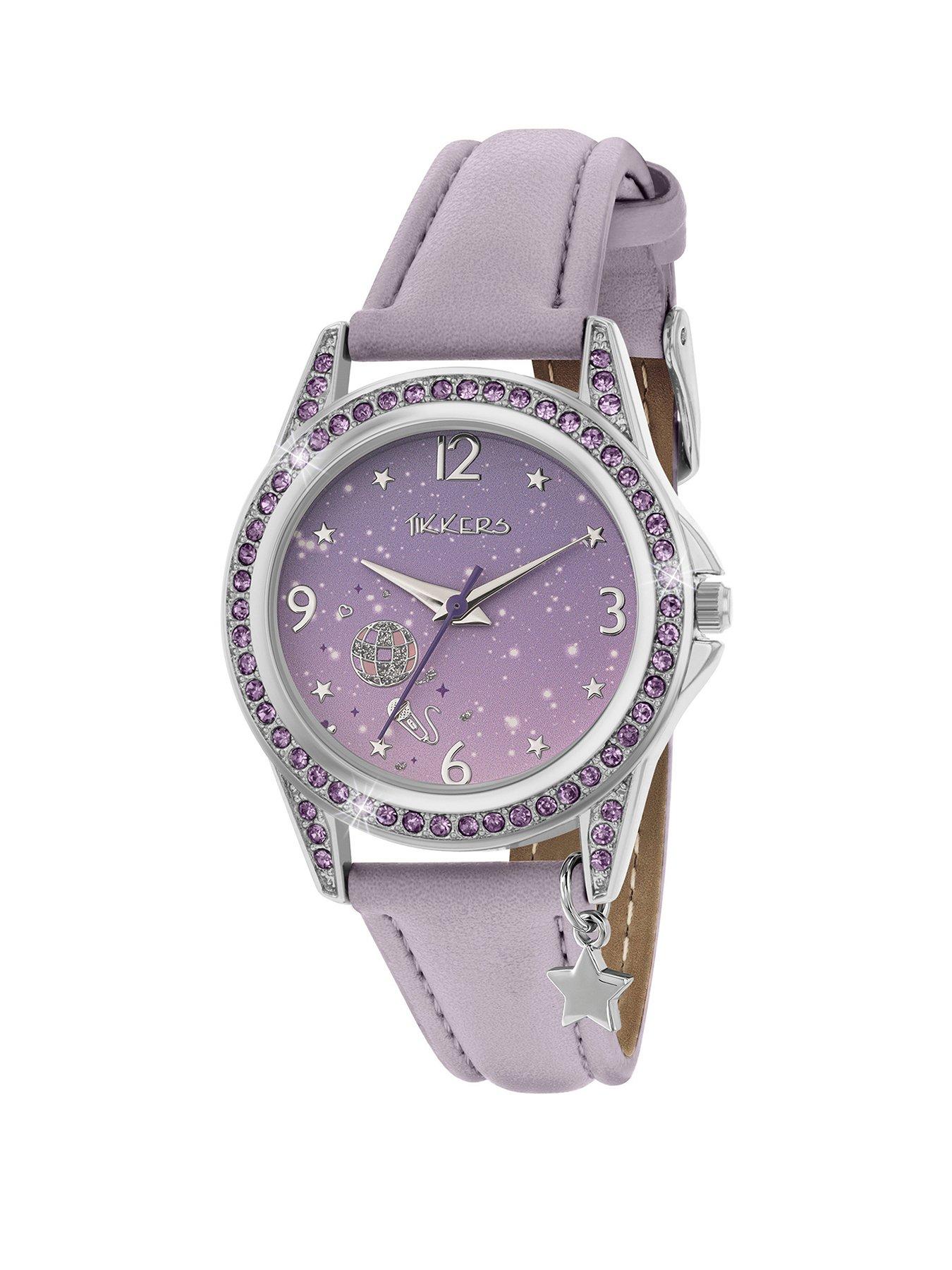 Tikkers Tikkers Stone Set Lilac Strap Watch