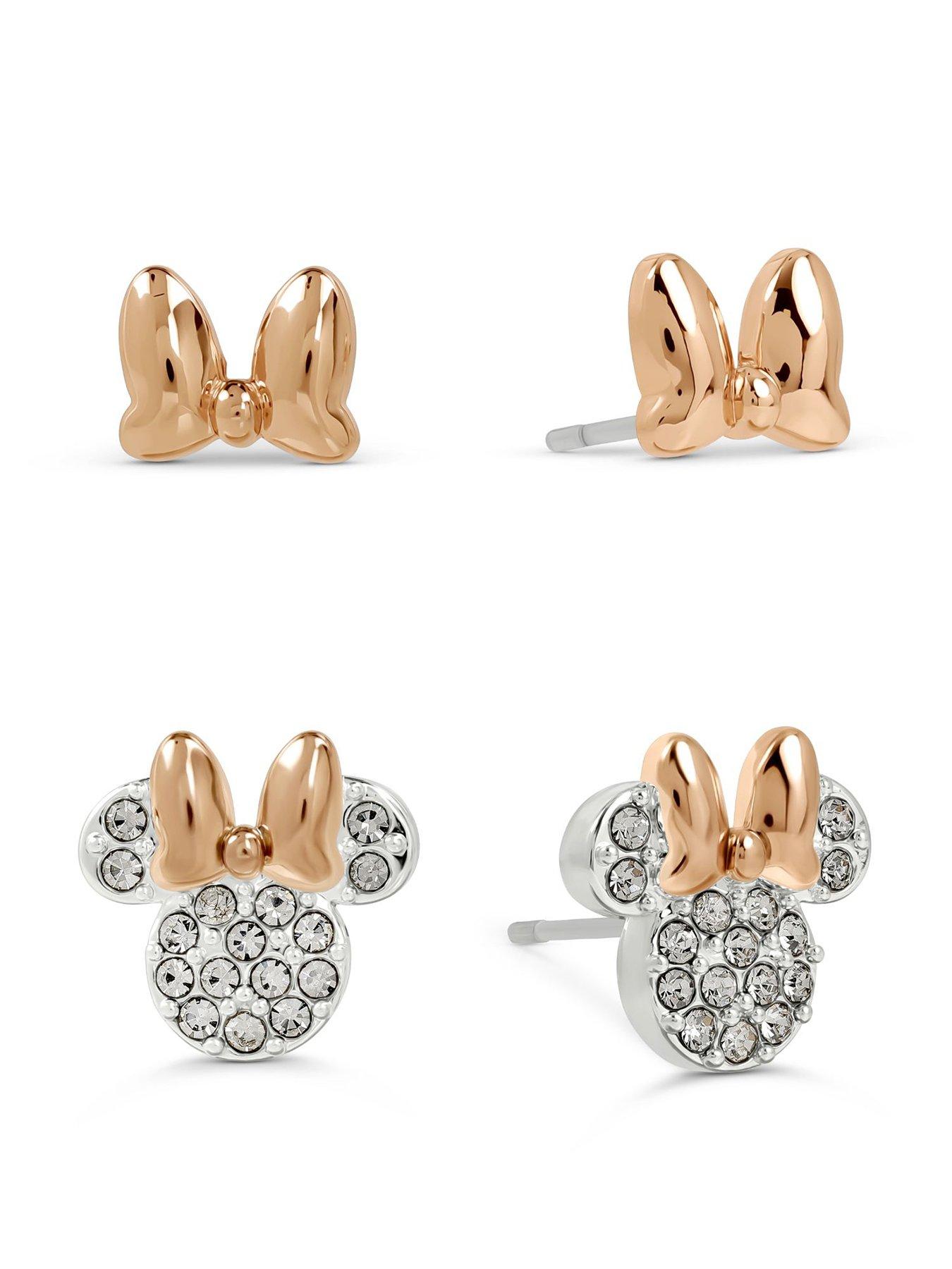 Disney BRASS TT PLT MINNIE MOUSE 2PR STUD SET