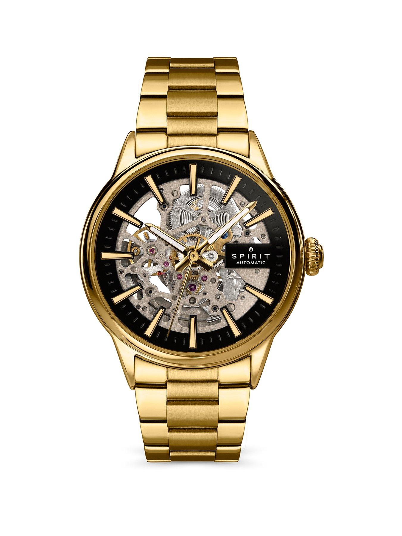 Image 1 of 6 of Spirit Gents Skeleton Automatic Gold Plated Bracelet Watch