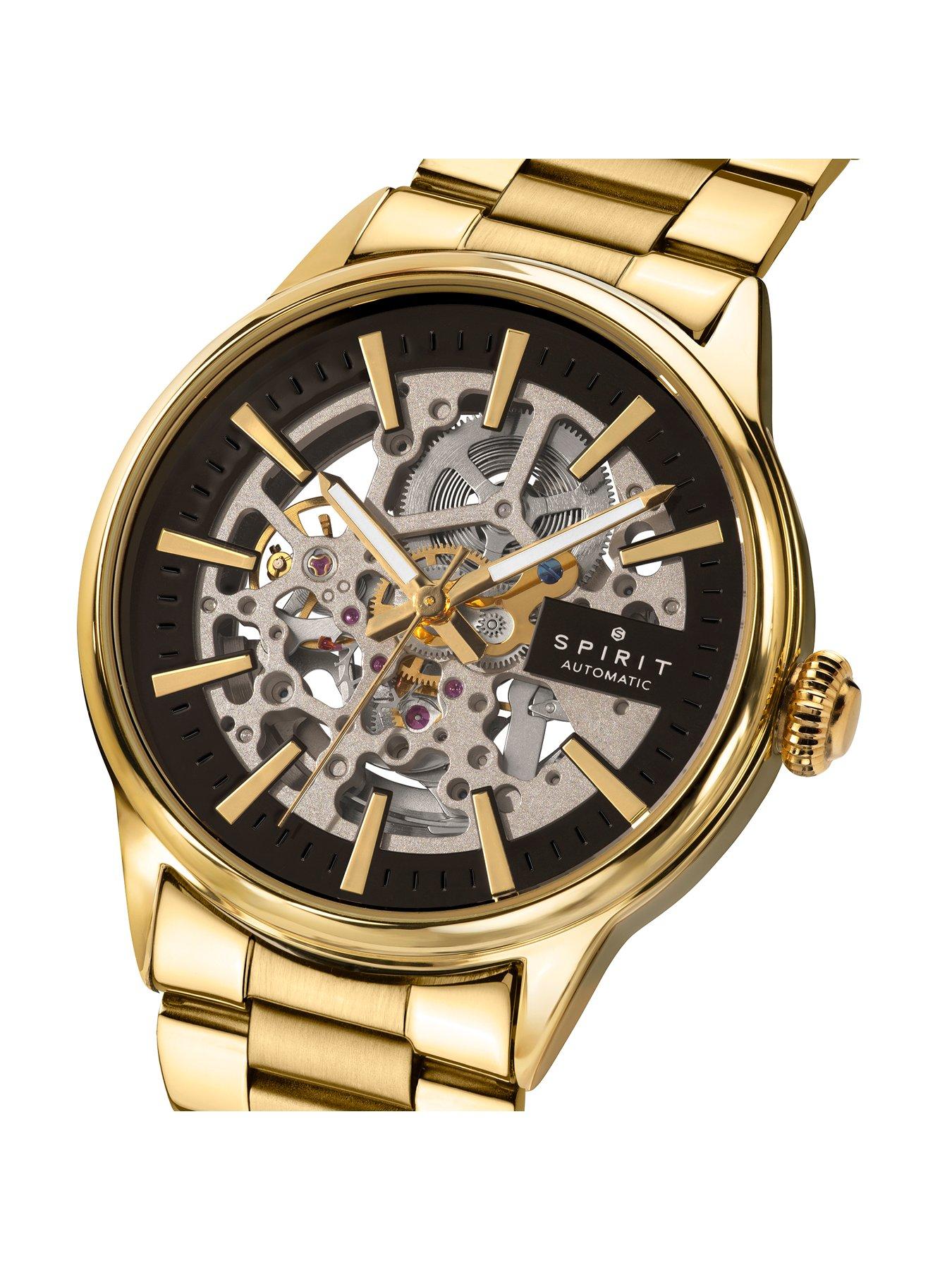 Image 2 of 6 of Spirit Gents Skeleton Automatic Gold Plated Bracelet Watch