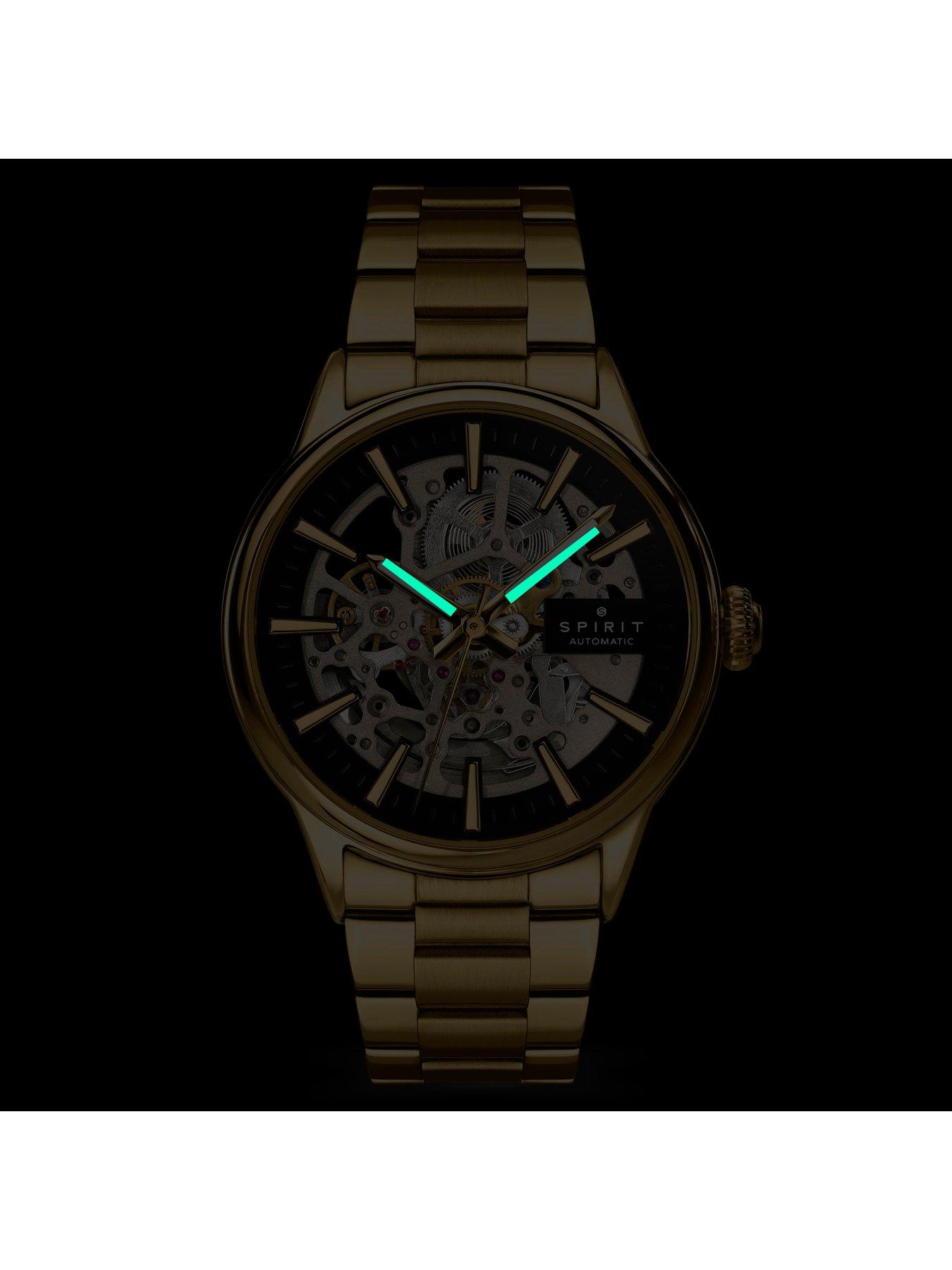 Image 6 of 6 of Spirit Gents Skeleton Automatic Gold Plated Bracelet Watch