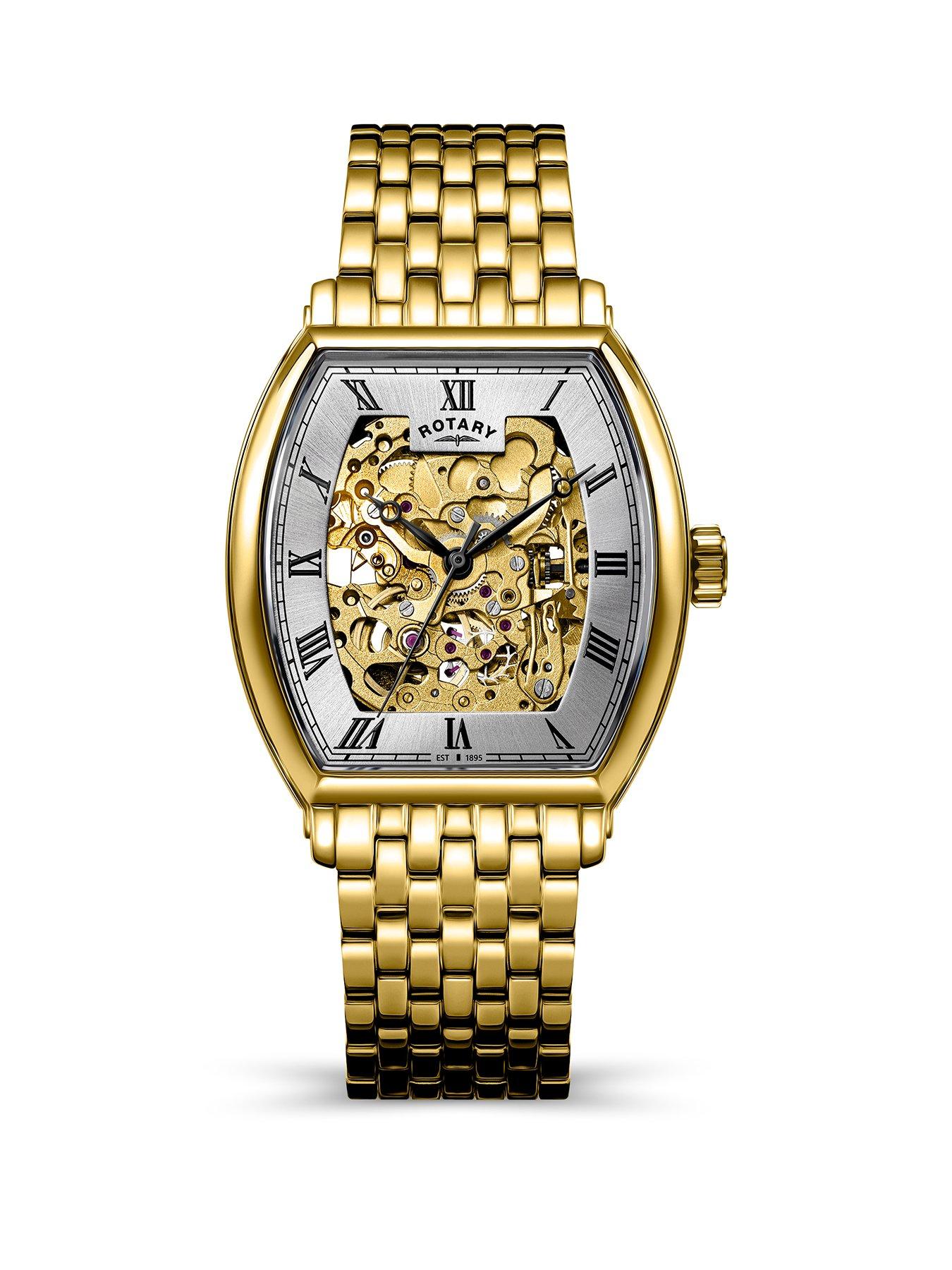 Image 1 of 5 of Rotary Men's 1895 Automatic Gold Plated Stainless Steel Bracelet Watch - Gold