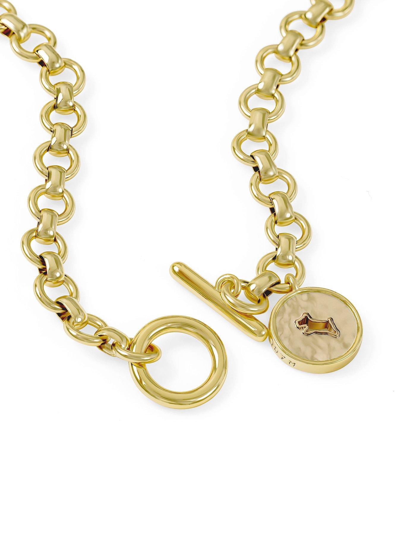 Image 2 of 4 of Radley Radley 18ct Gold Plated T-Bar Necklace with Hanging Charm