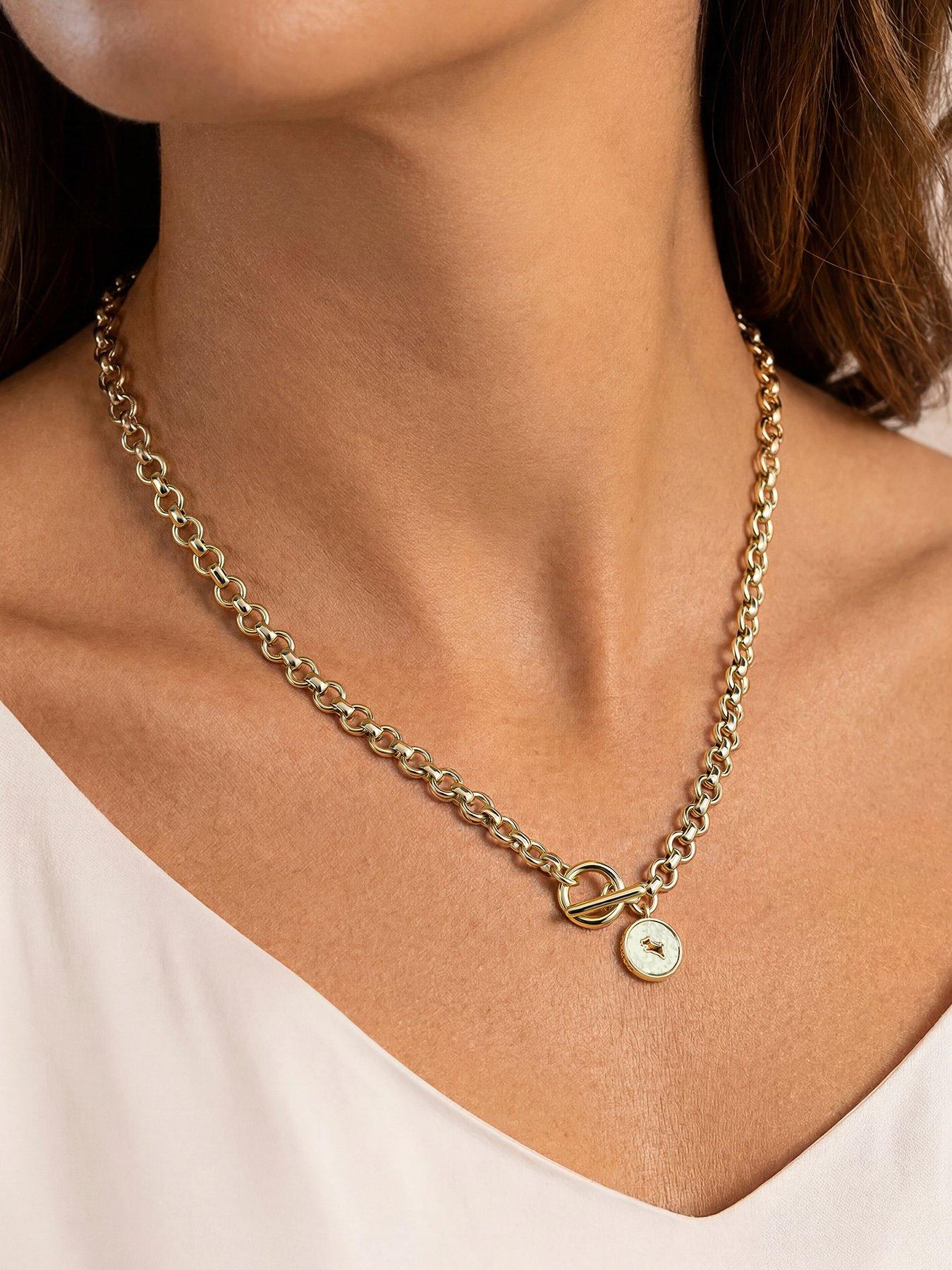 Image 3 of 4 of Radley Radley 18ct Gold Plated T-Bar Necklace with Hanging Charm
