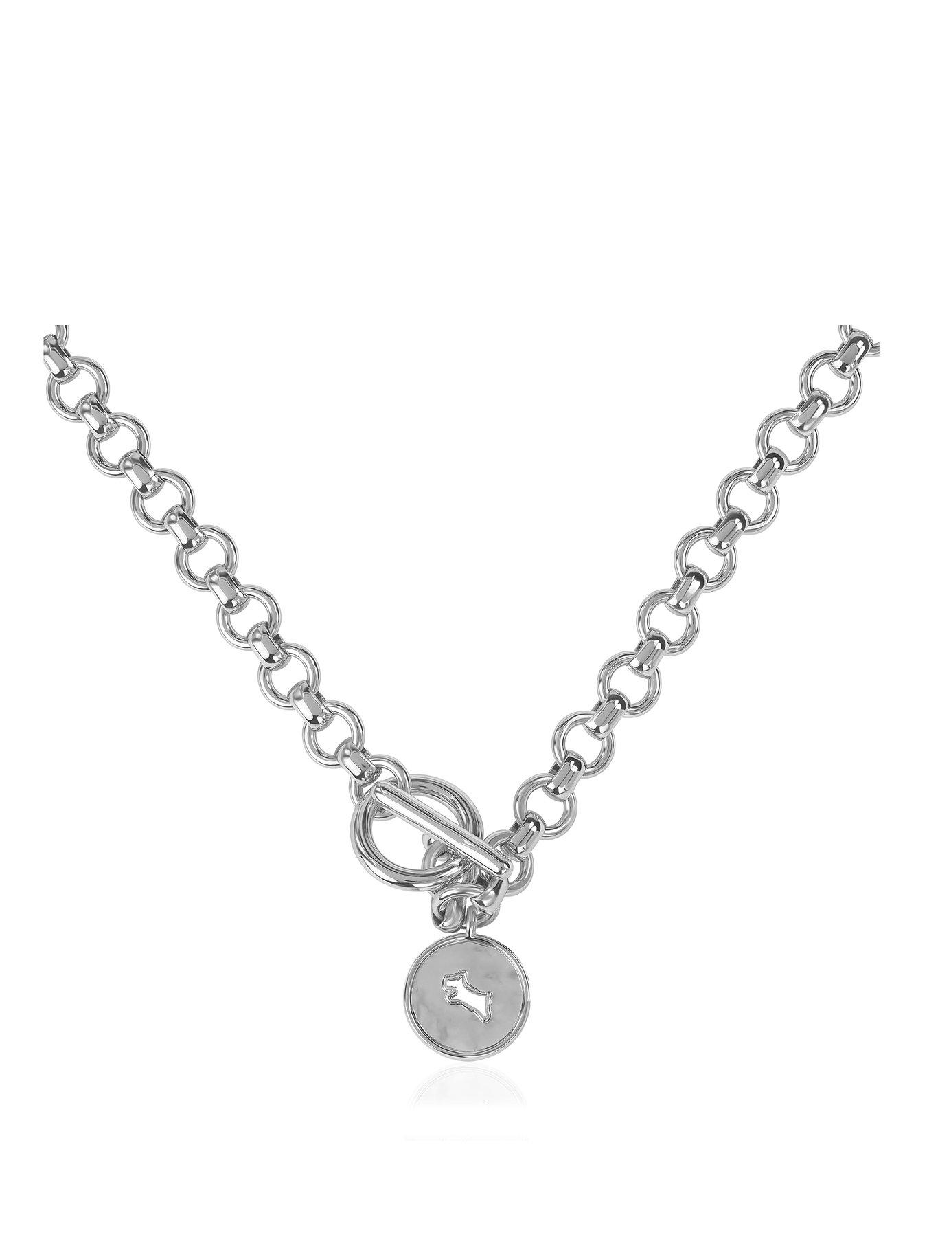 Radley Silver Plated T-Bar Necklace With Hanging Charm