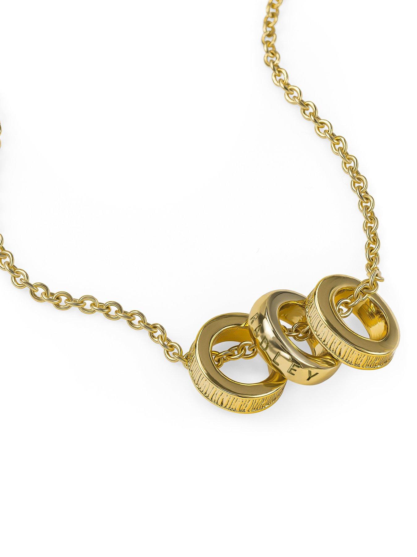 Image 3 of 4 of Radley 18ct Gold Plated Textured Ring Charm Necklace