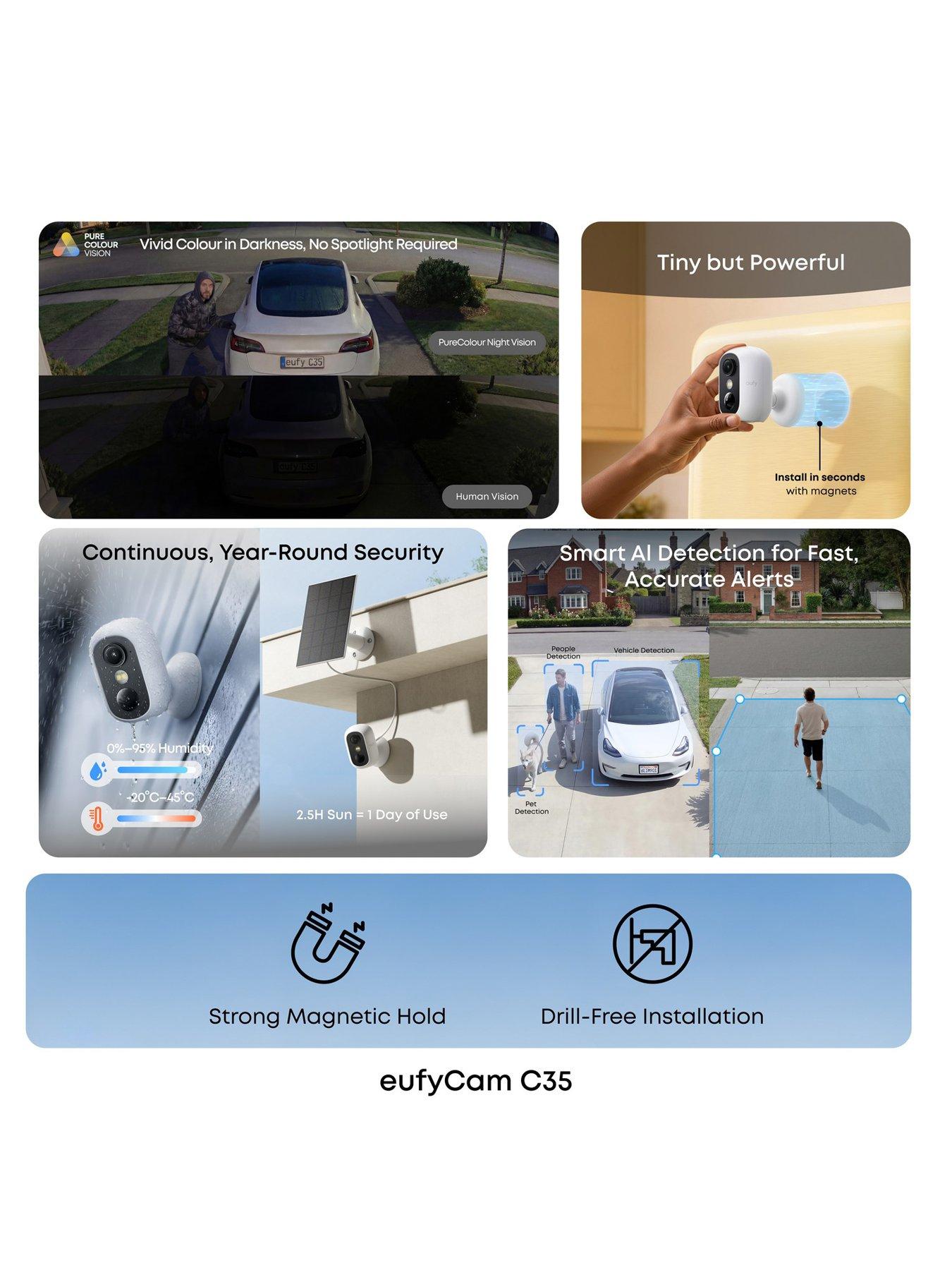 Image 3 of 7 of Eufy eufyCam C35 Solo with Solar Panel C10 White
