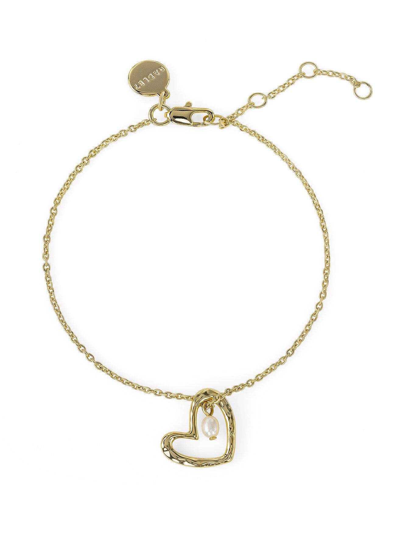 Radley Radley 18ct Gold Plated Heart and Pearl Charm Bracelet