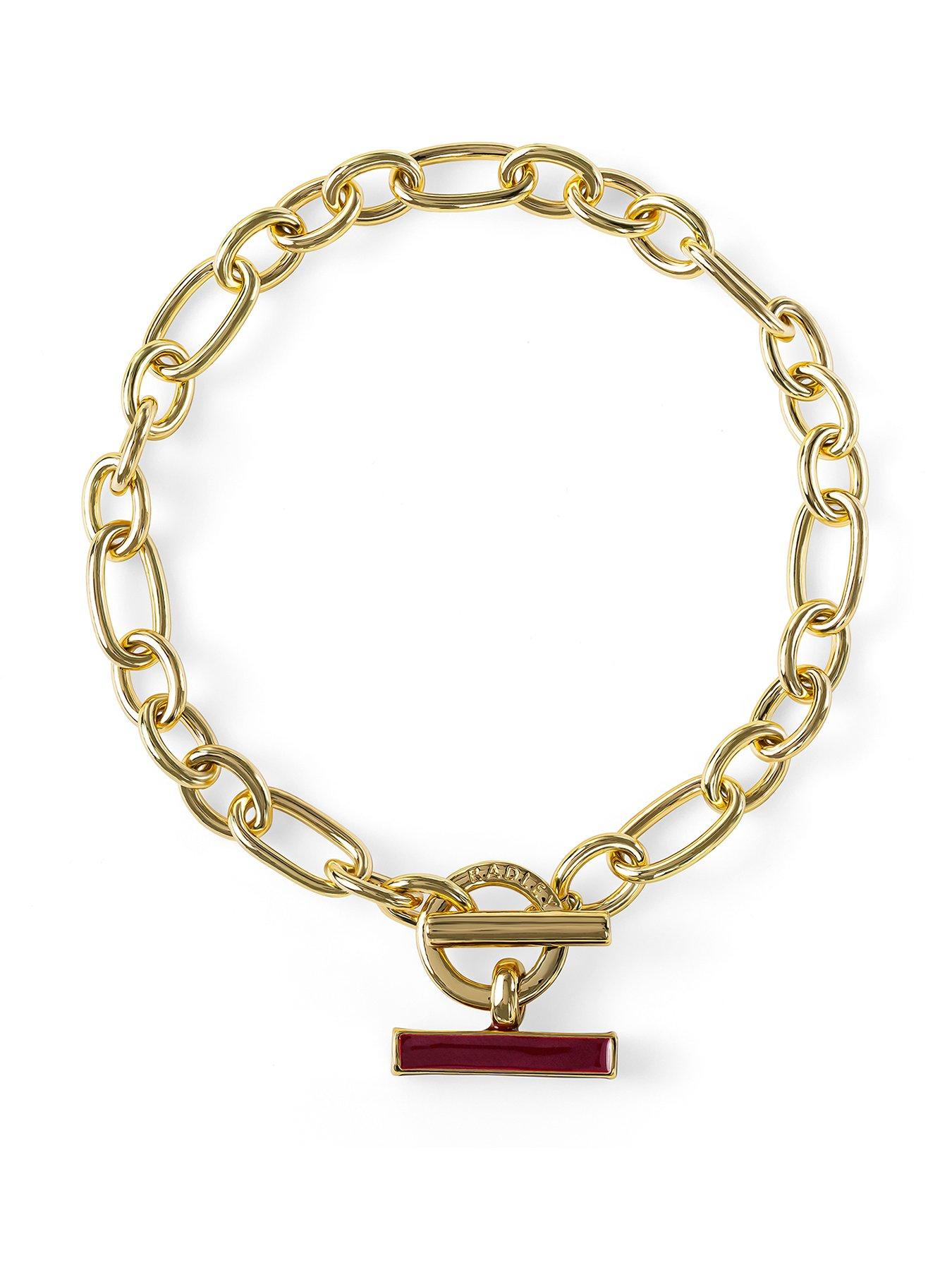 Radley 18ct Gold Plated Chunky Dark Cherry Bar Bracelet