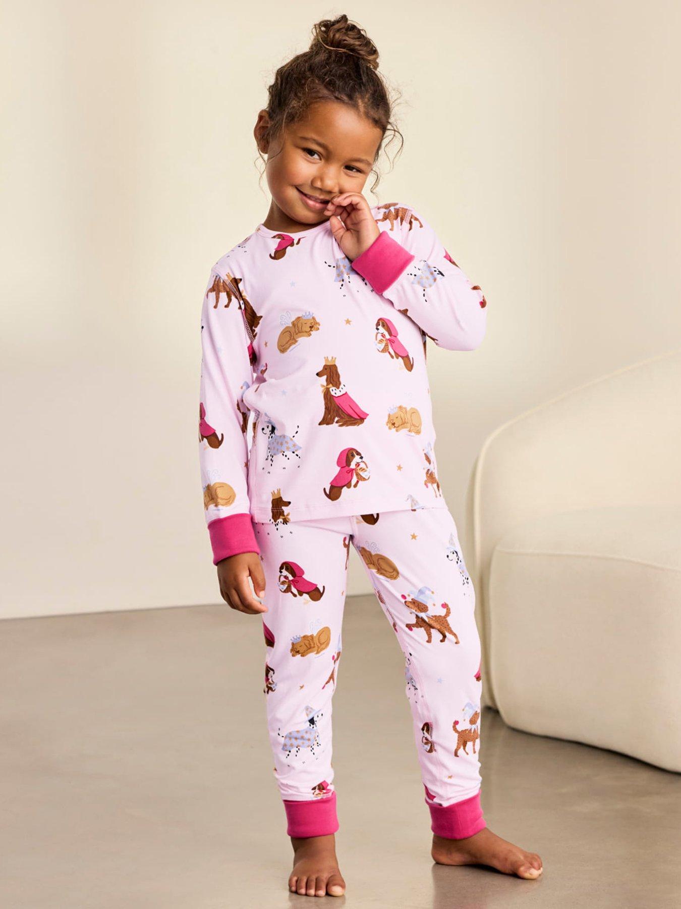 Image 2 of 7 of CHELSEA PEERS Chelsea Peers Kids Two Pack Fairytale Dogs &amp; Princess Cats Print Long Pyjama Set - Multi