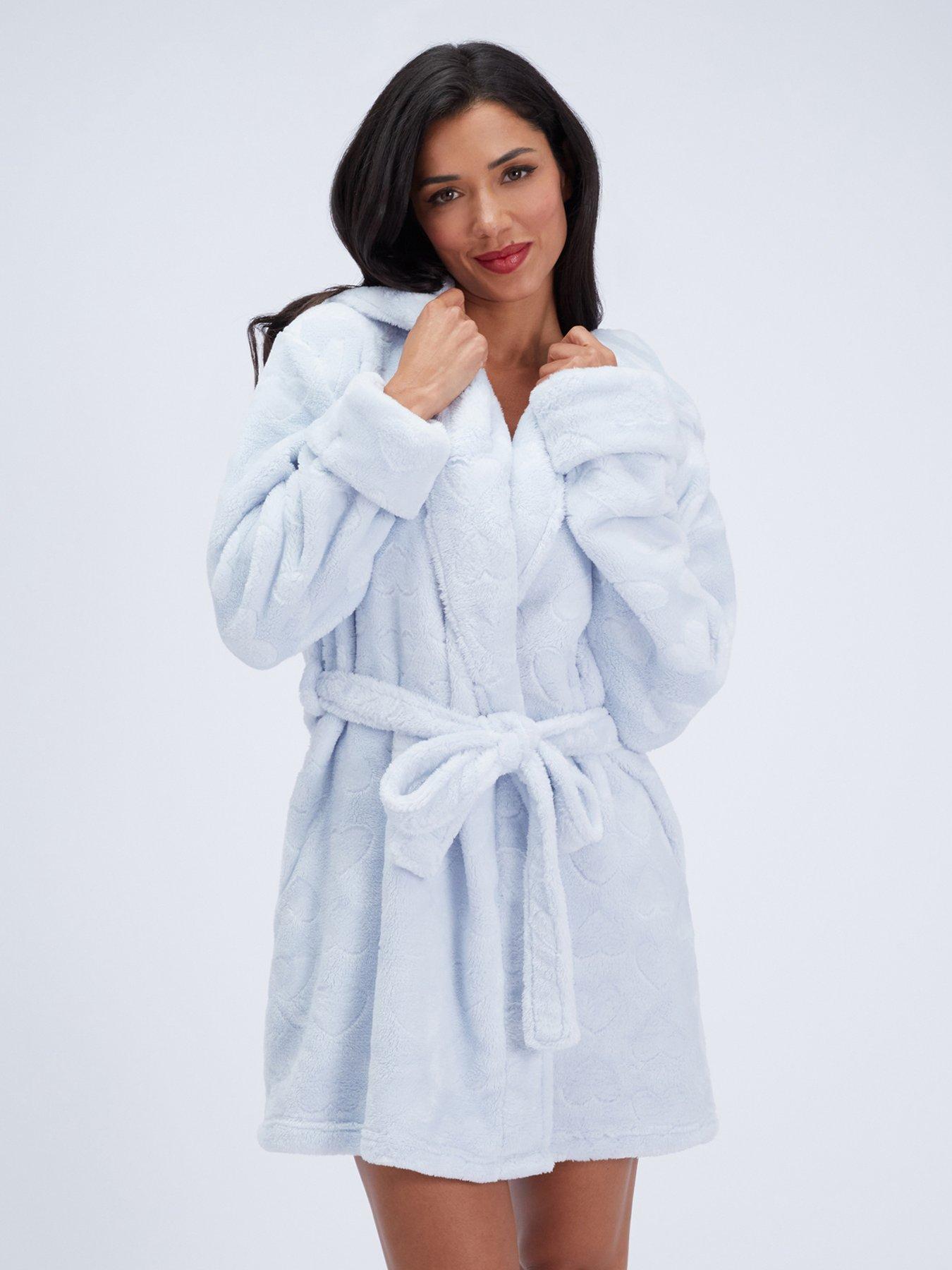 Image 1 of 6 of Boux Avenue Boux Avenue Fluffy Heart Short Gown - Blue