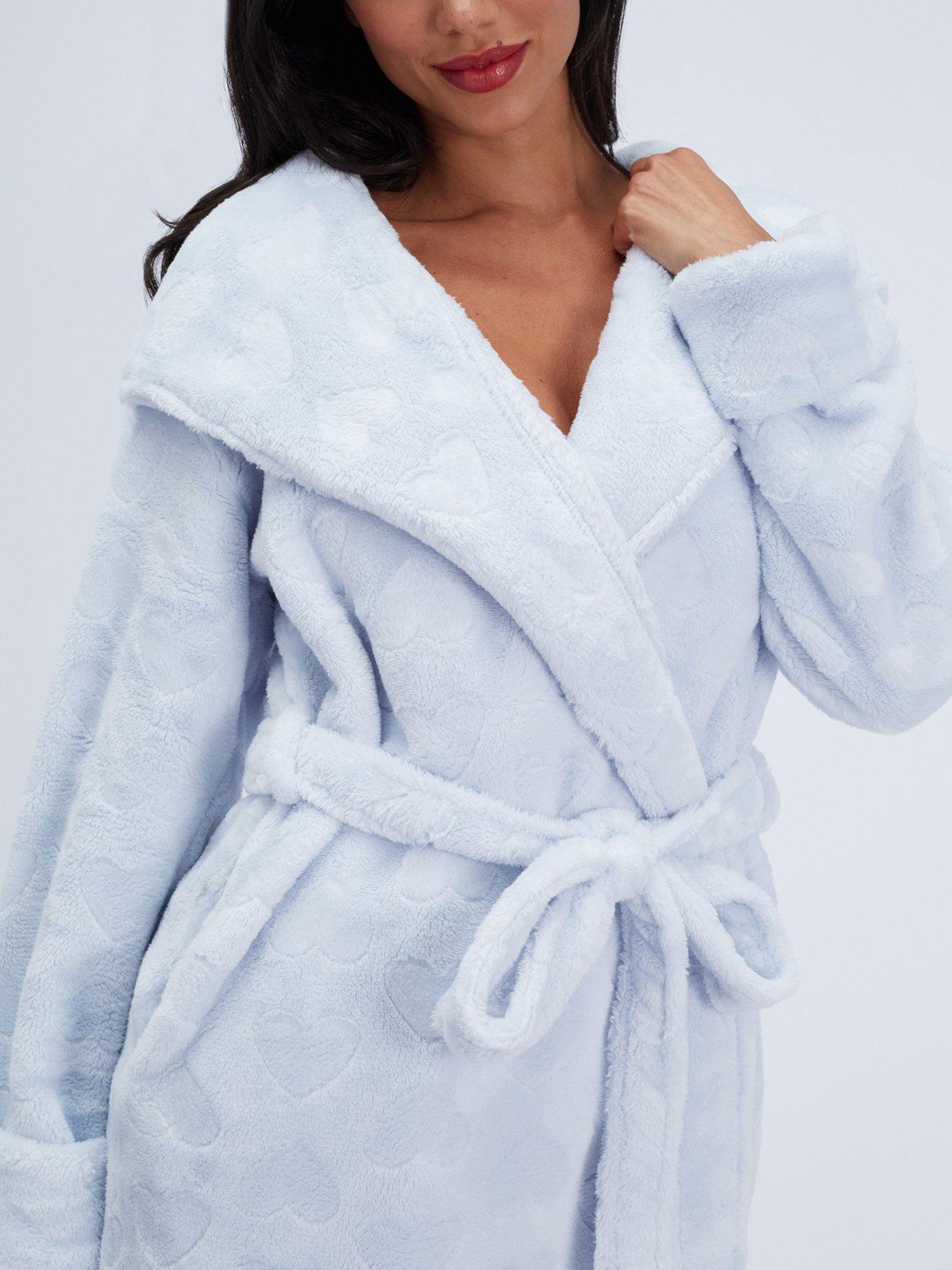 Image 4 of 6 of Boux Avenue Boux Avenue Fluffy Heart Short Gown - Blue