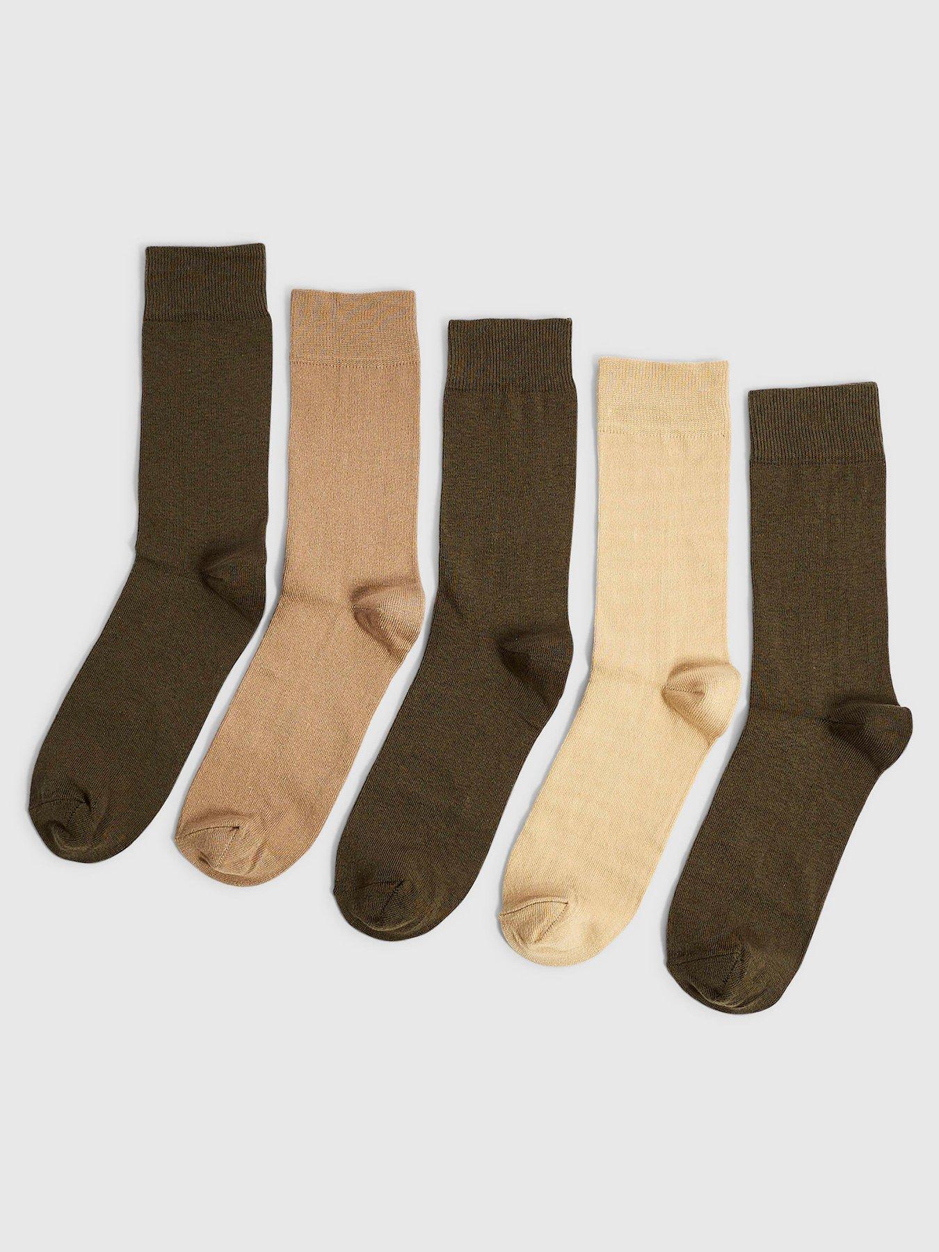 Image 1 of 3 of River Island Pack Of 5 Tube Socks - Khaki