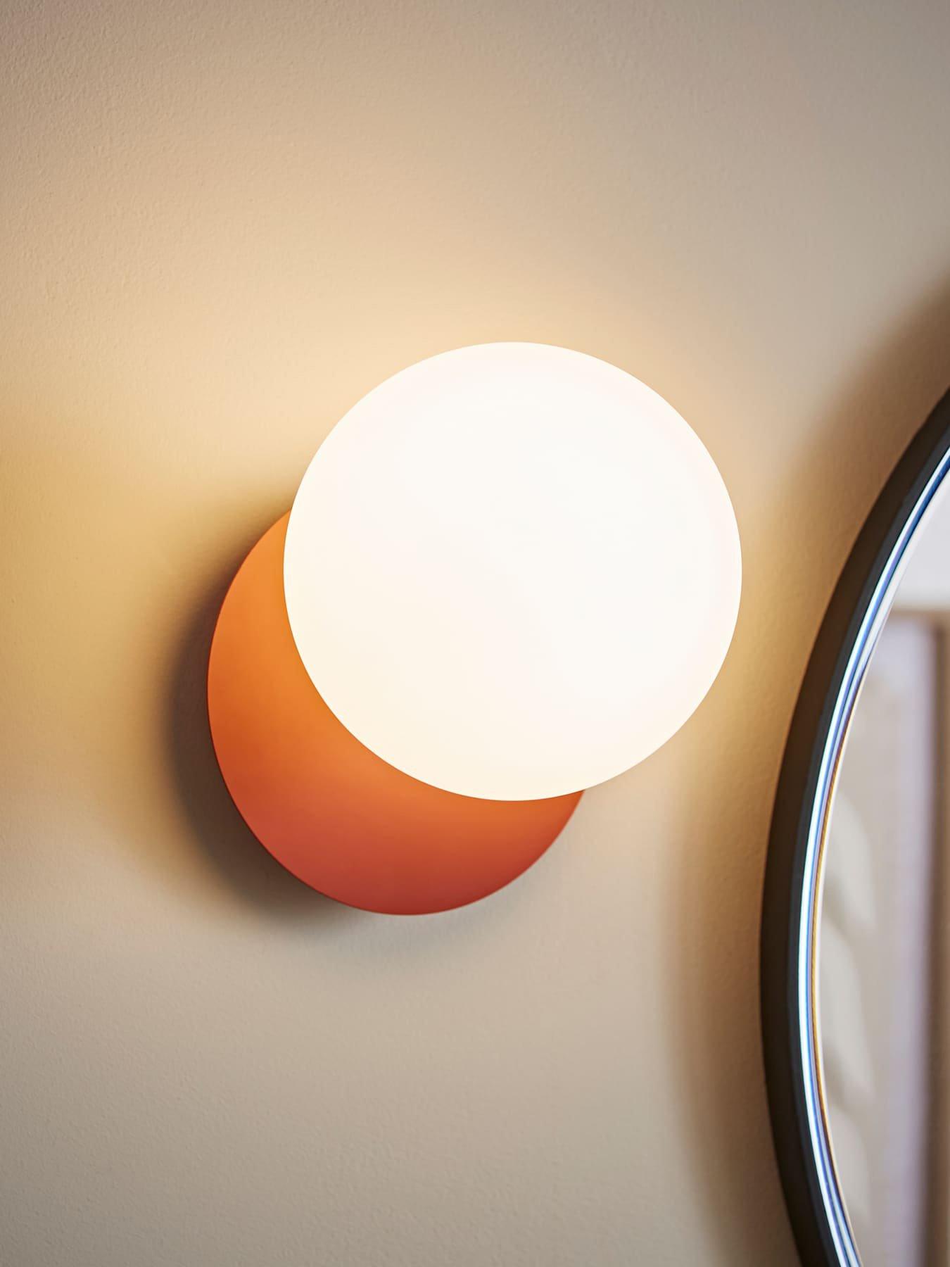 Image 1 of 7 of ValueLights Darla Flush Globe Wall Light Rust (IP44)
