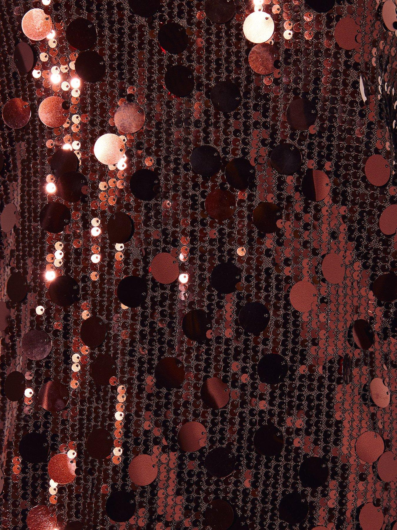 Image 6 of 6 of Friends Like These Womens All-over Sequin Adjustable Strap Cami - Brown