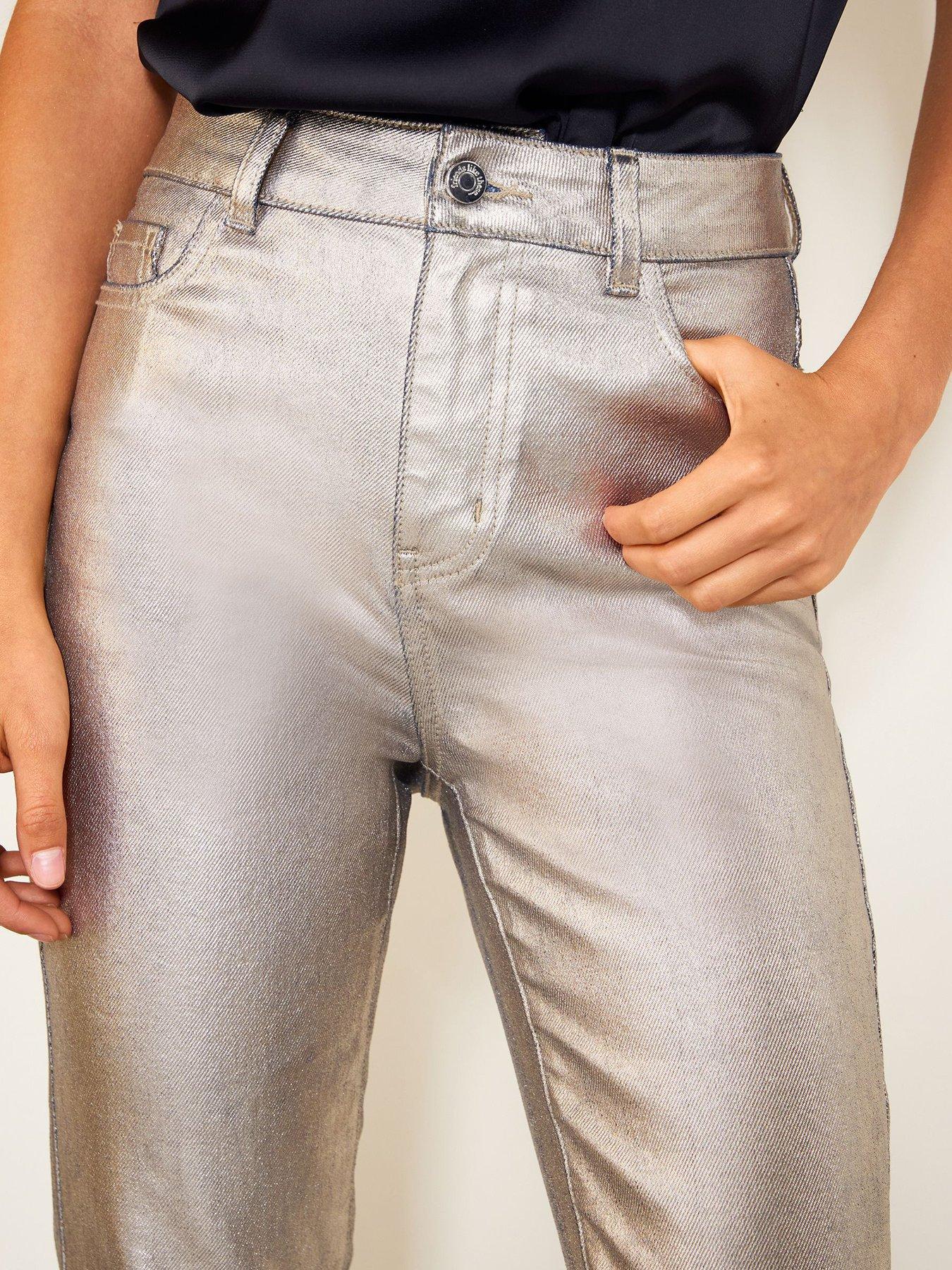 Image 4 of 6 of Friends Like These Champagne Gold Bootcut Denim Jeans