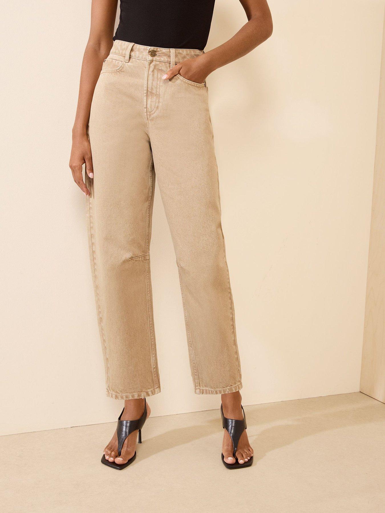 Image 1 of 5 of Friends Like These Womens High Rise Relaxed Barrel Jeans - Stone