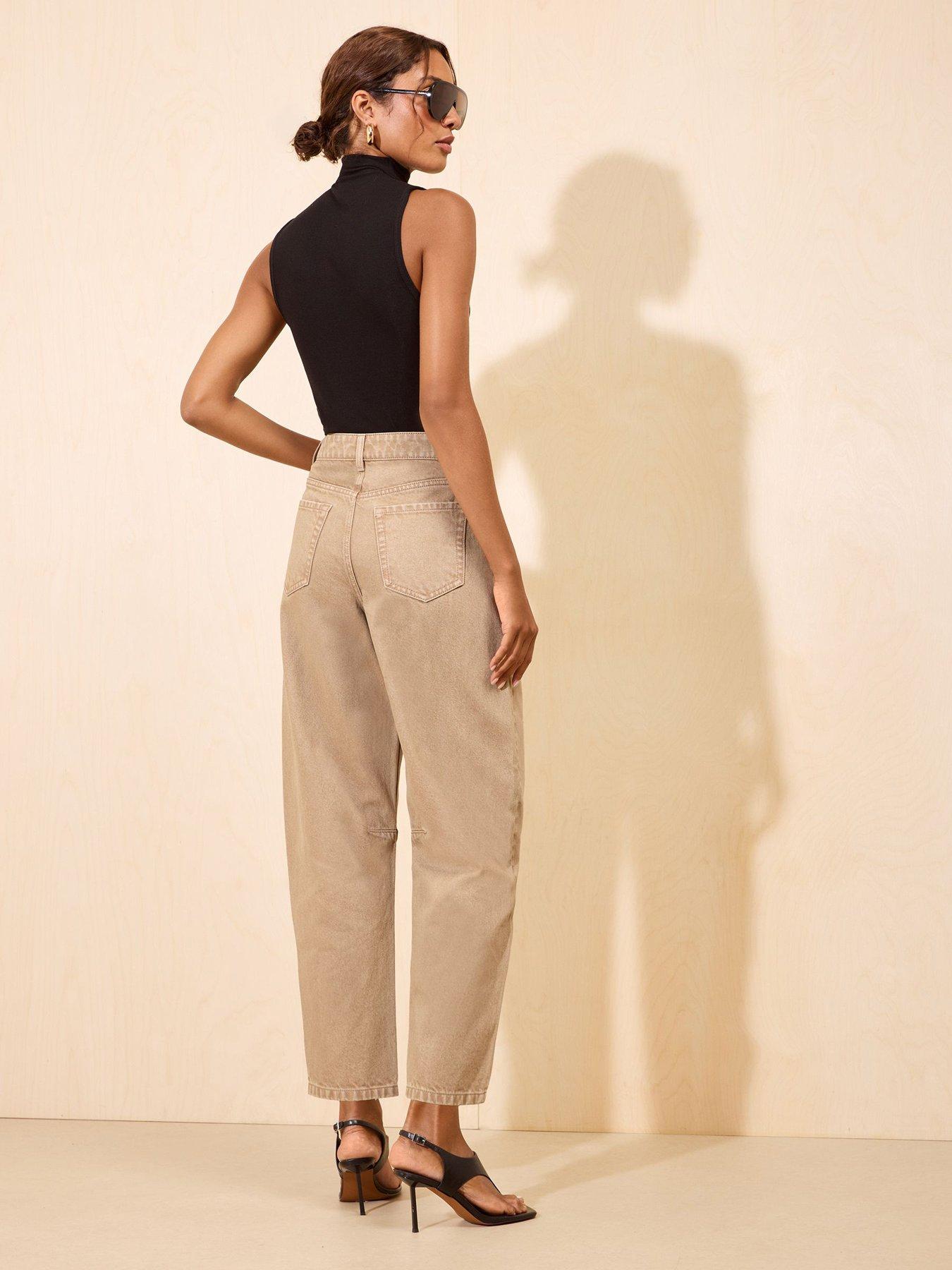 Image 2 of 5 of Friends Like These Womens High Rise Relaxed Barrel Jeans - Stone