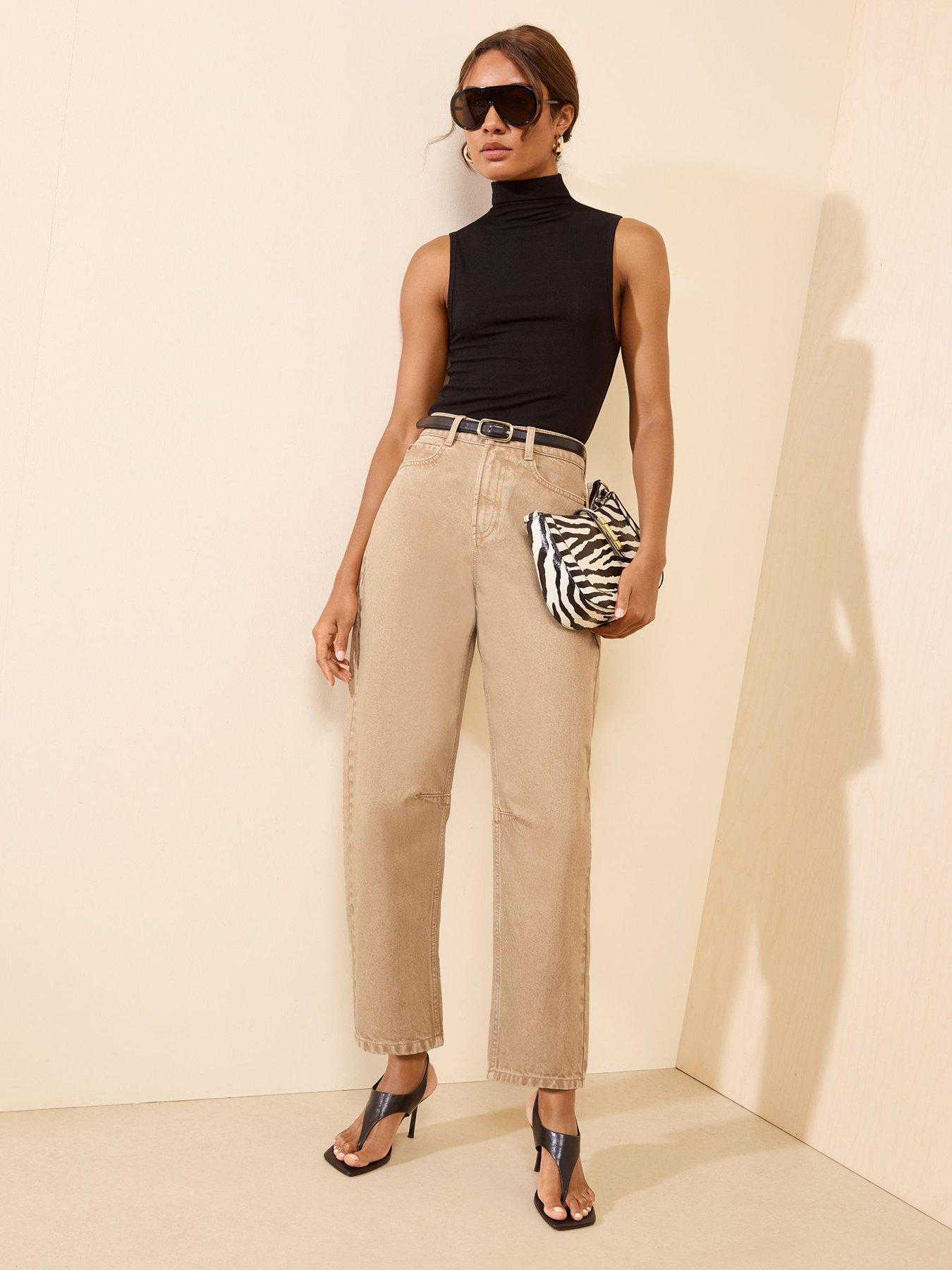 Image 5 of 5 of Friends Like These Womens High Rise Relaxed Barrel Jeans - Stone