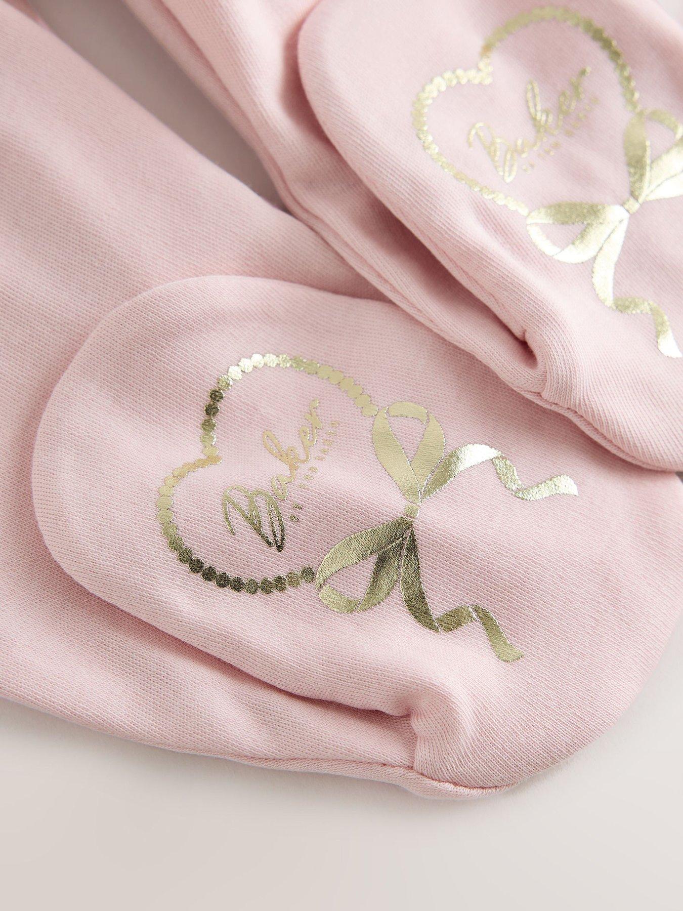 Image 6 of 7 of Ted Baker Baby Girls Blossom 3 Pack Frilled Collar Popper Front Sleepsuits - Multi