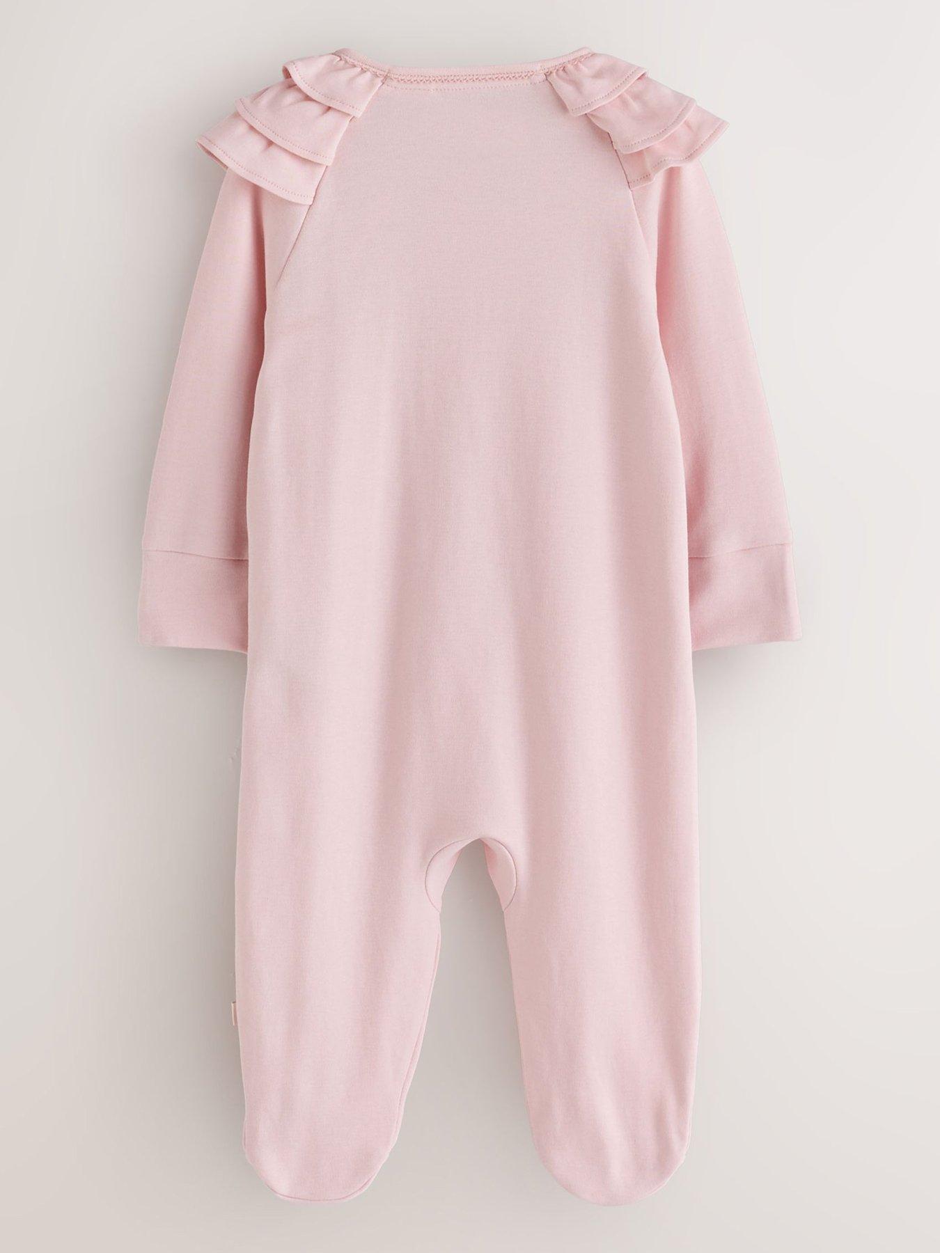 Image 3 of 7 of Ted Baker Baby Girls Frame 3 Pack Ruffle Shoulder Button Front Sleepsuits - Multi