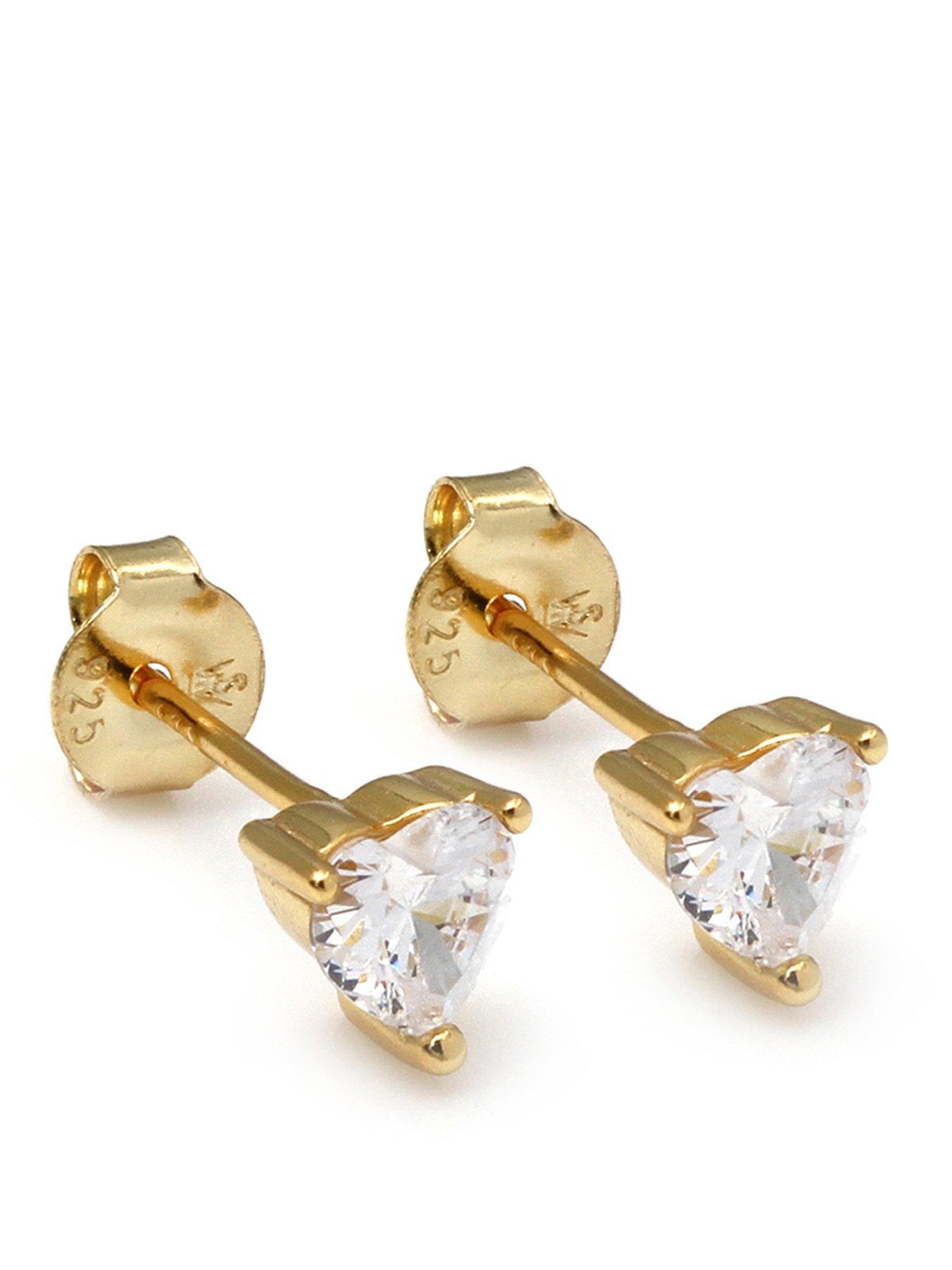 Image 1 of 1 of Say It With Unisex Heart Stone Stud Earrings - Gold