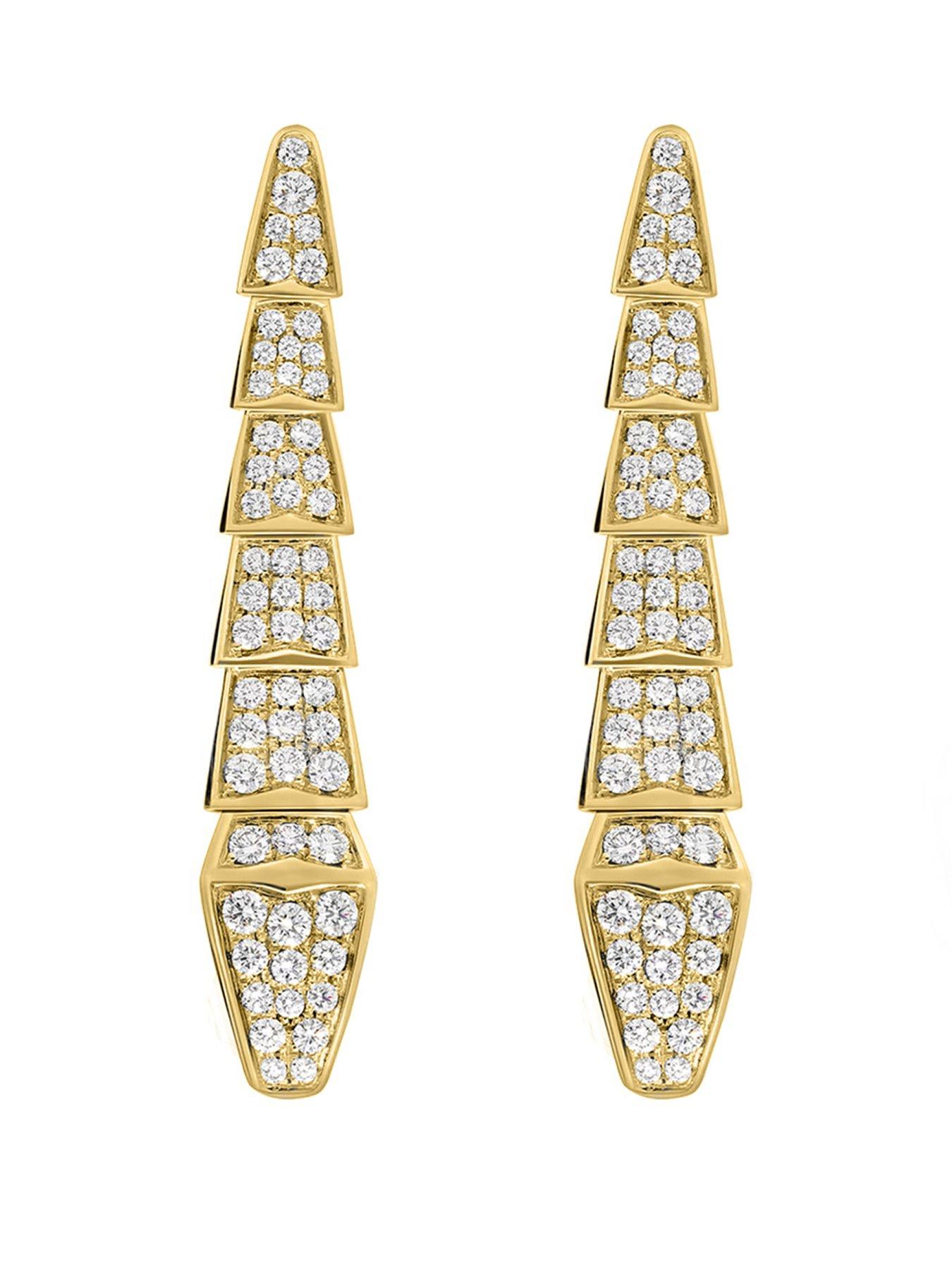 Image 1 of 2 of Say It With Womens Snake Crystal Detail Drop Earrings - Gold
