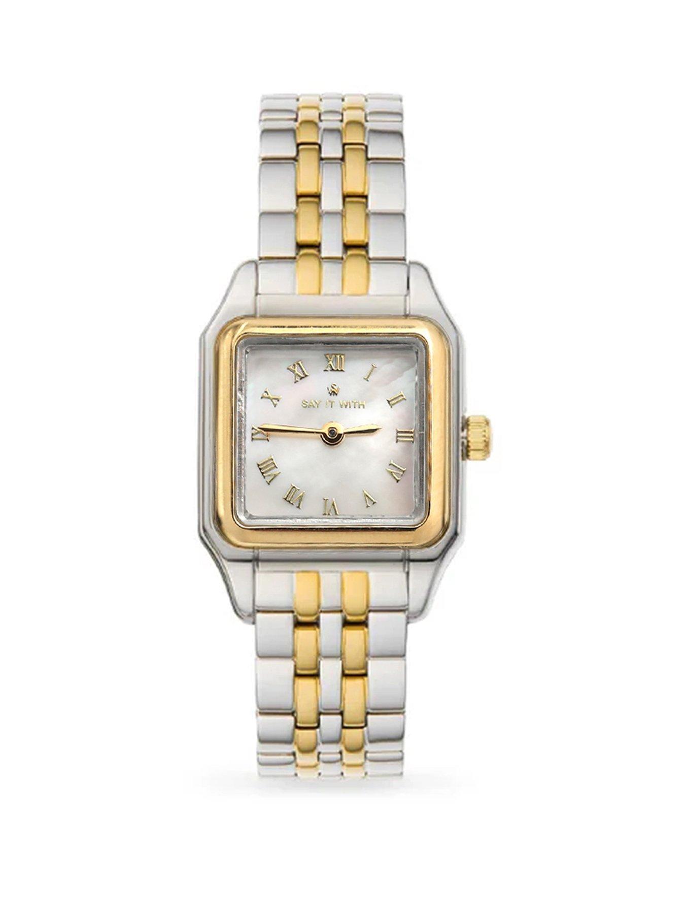Image 1 of 2 of Say It With Womens Square Roman Numeral Watch - 2-Tone