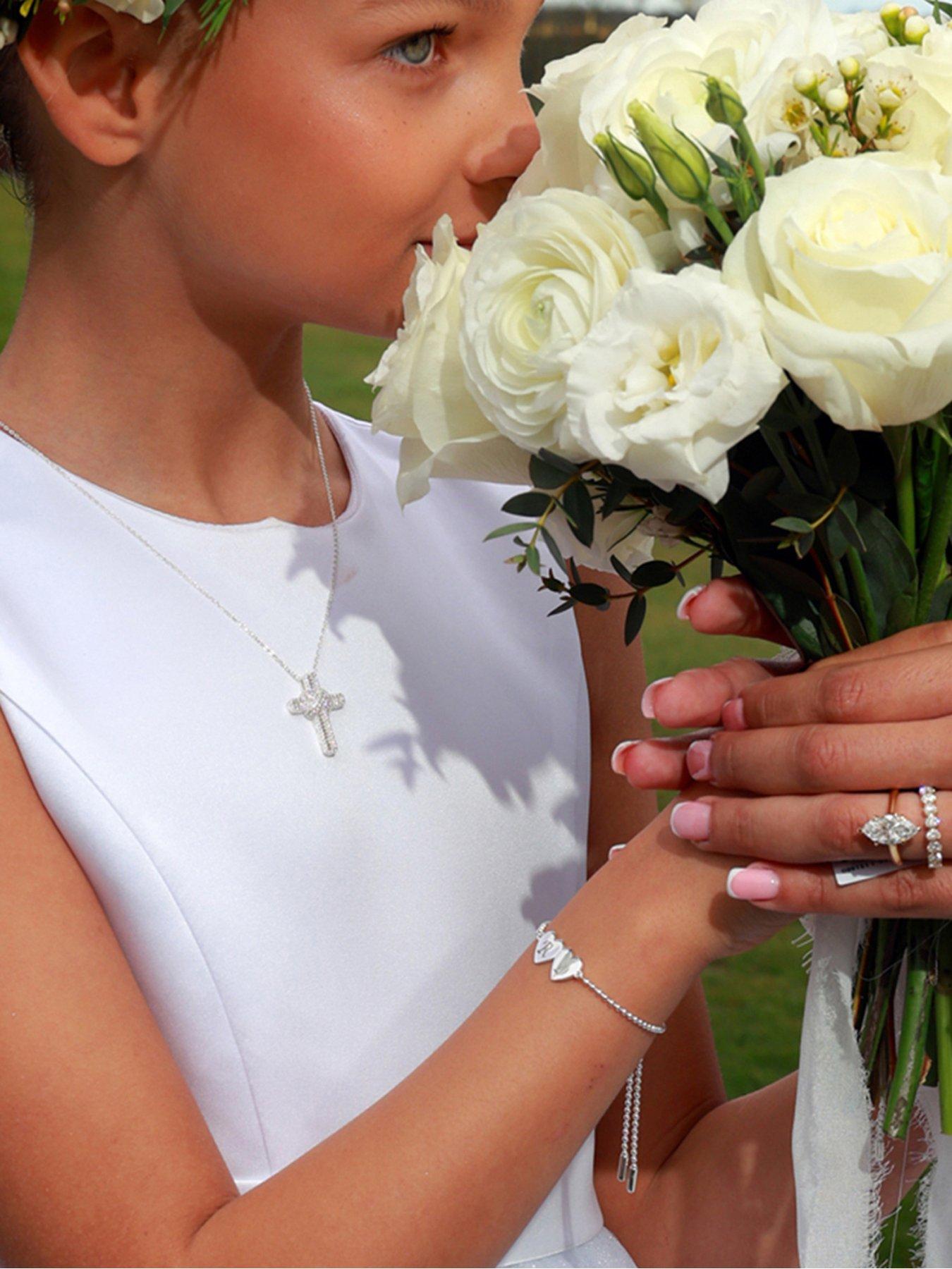 Image 2 of 2 of Say It With Unisex Forever Cross Crystal-Look Silver Tone Necklace - Silver