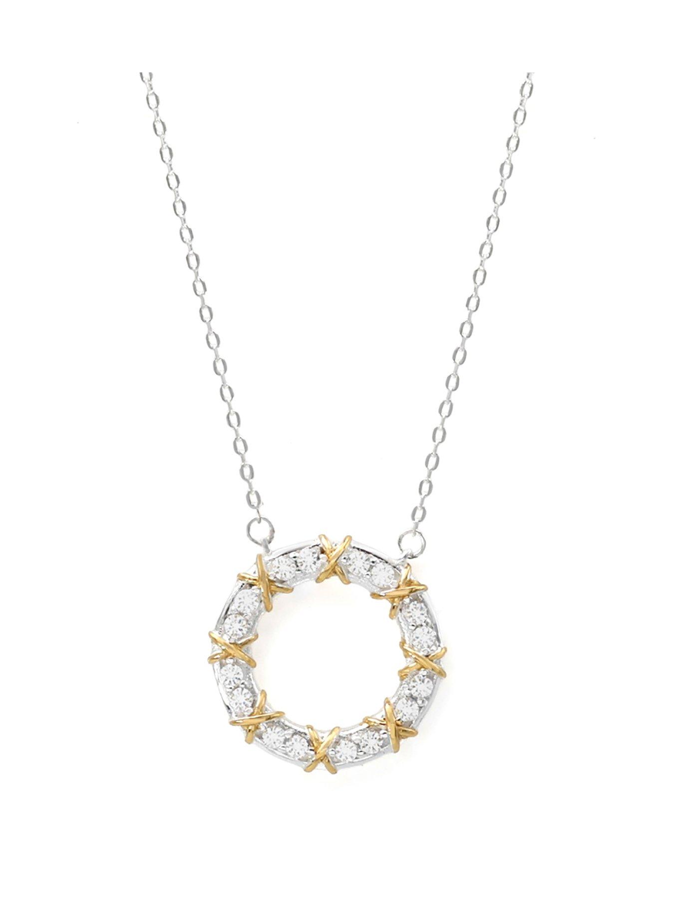Image 1 of 2 of Say It With Luxe Kiss Circle Pendant Necklace - Silver & Gold