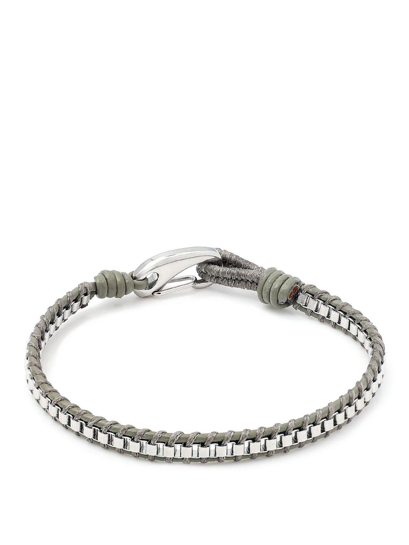 Image 1 of 2 of Say It With Mens Rope Silver-Tone Detail Hook Clasp Bracelet - Grey