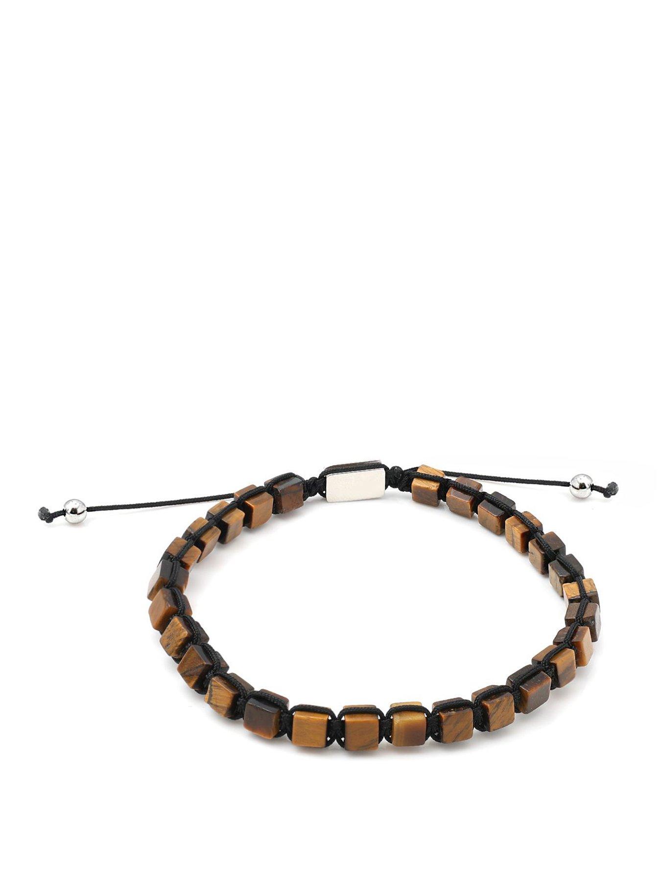 Image 1 of 2 of Say It With Mens Adjustable Rope Wood Bead Bracelet - Brown